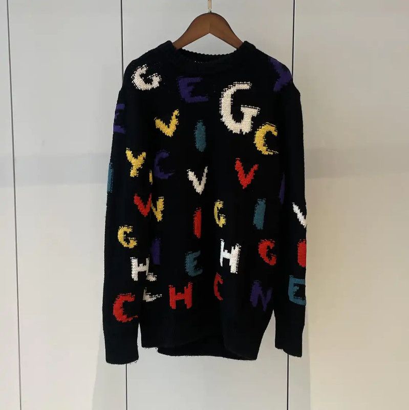 Givenchy Givenchy Black Wool Knit Sweater with Colorful Letters 0089 Size XS / US 0-2 / IT 36-38 - 1 Thumbnail