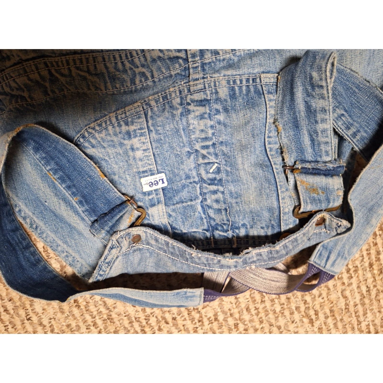 Lee VINTAGE 60s Lee Overalls Distressed Work Sz 41 Denim Blue 1960s Mens Female? Size US 41 - 6 Thumbnail