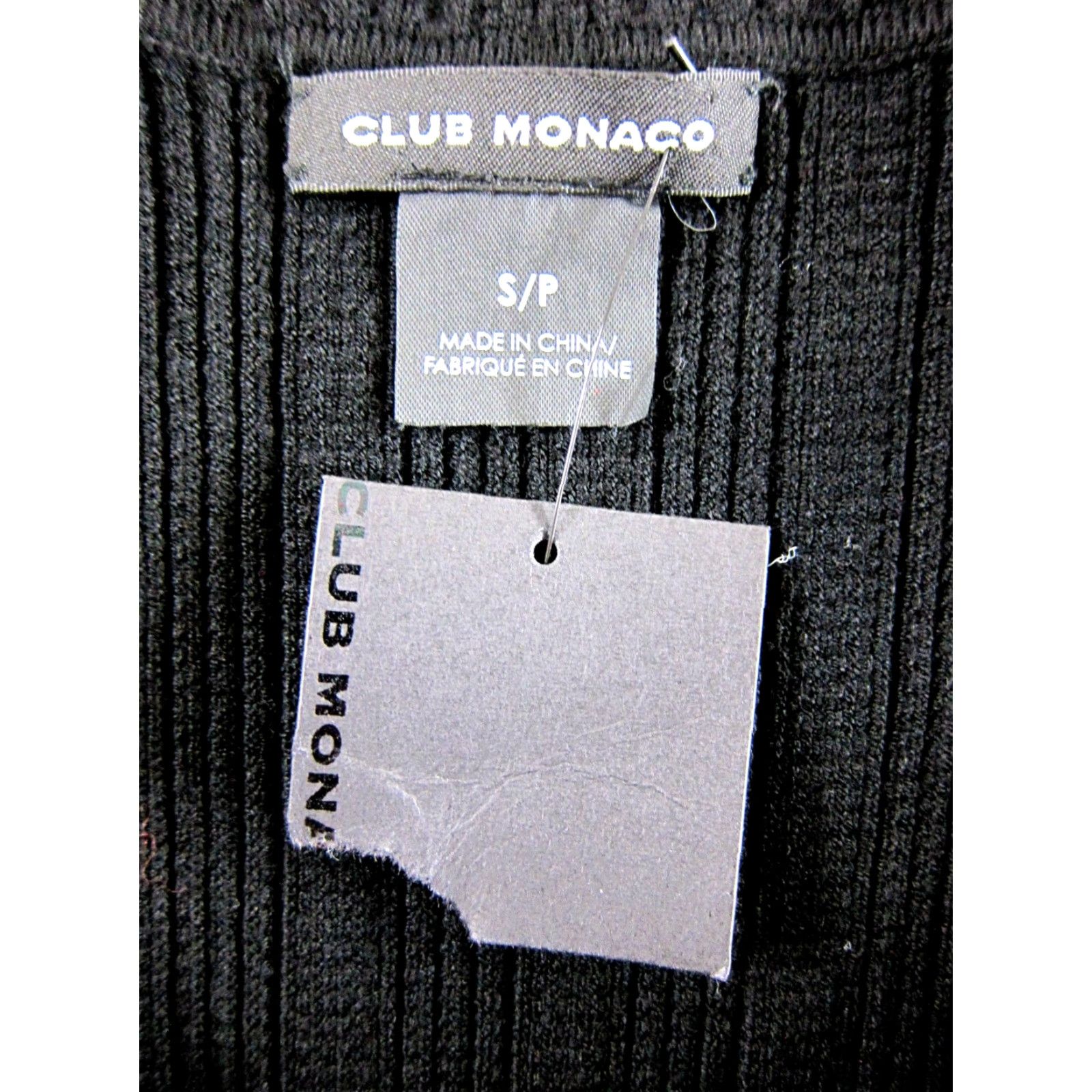 Club Monaco Club Monaco Laurinda Soot Black Short Sleeve Ribbed Sheath Sweater Dress S Size S / US 4 / IT 40 - 3 Thumbnail