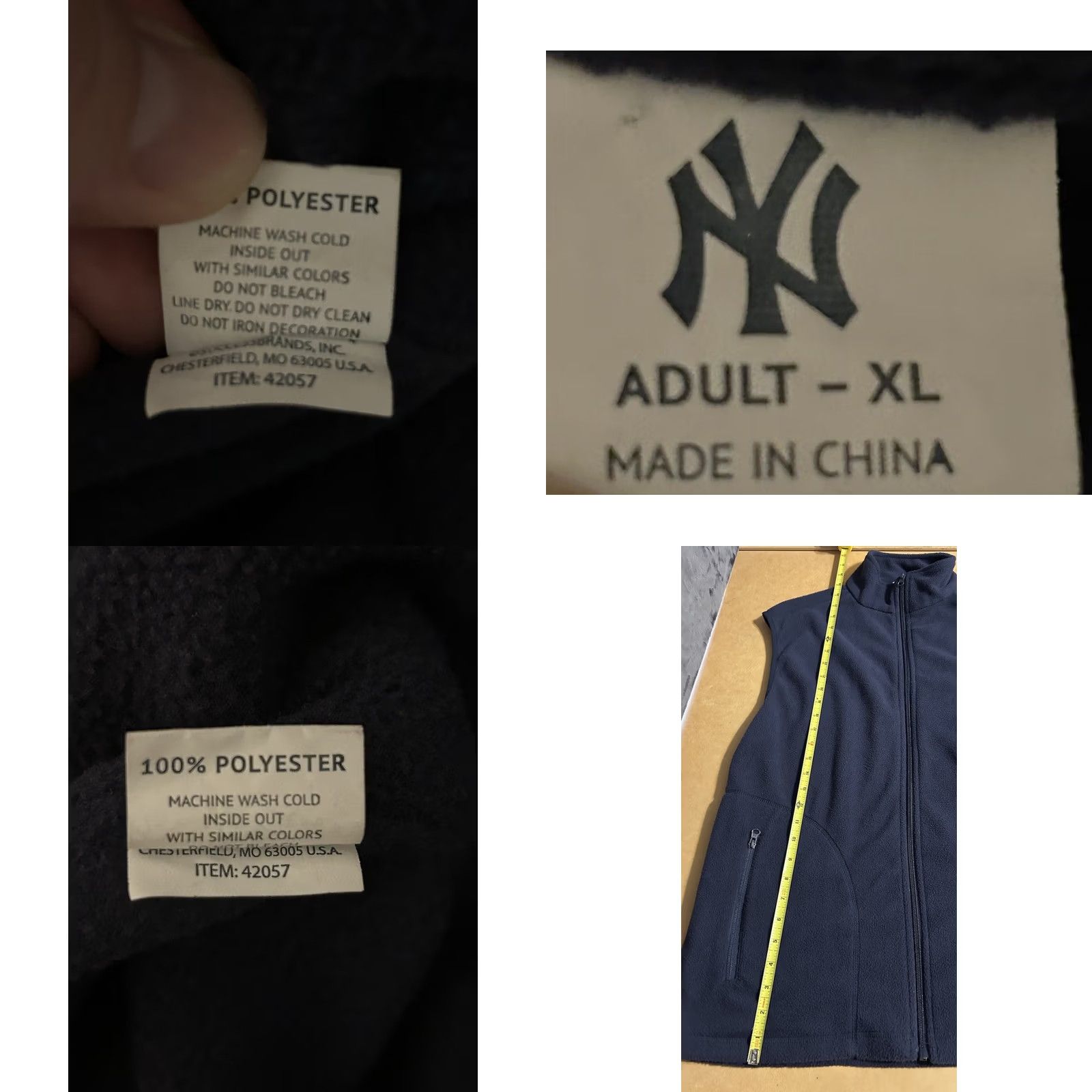 Vintage New York Yankees Vest Full Zip Men XL Navy Embroidered NY Chest Pockets Yanks Size US XL / EU 56 / 4 - 8 Thumbnail