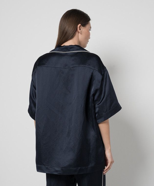 Palm Angels o1s22i1n0824 Pajama Short Sleeve T-Shirt in Navy Blue Size S / US 4 / IT 40 - 4 Thumbnail