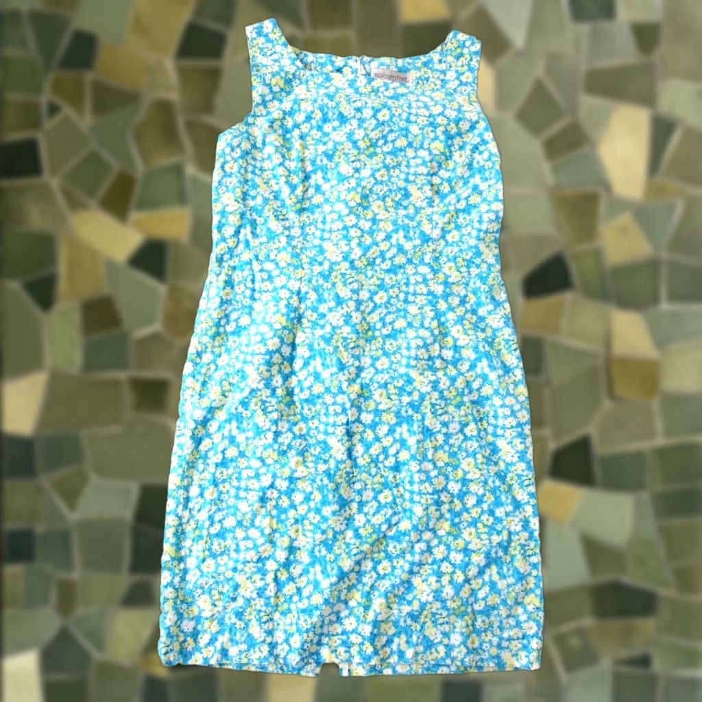 Vintage Chadwick's Real Comfort Cotton Stretch Blue Floral Tank Dress Size 8 Size M / US 6-8 / IT 42-44 - 1 Thumbnail