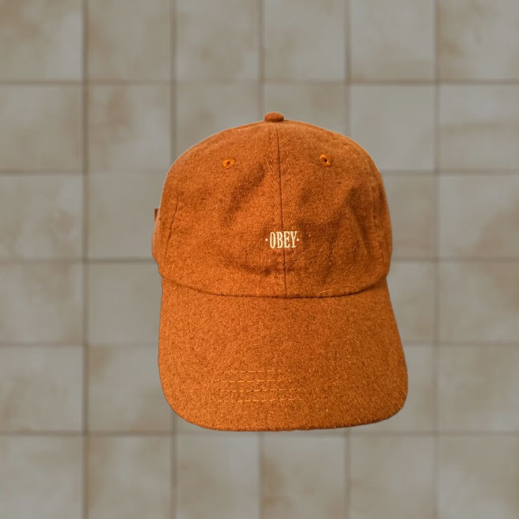 Obey OBEY Tan Adjustable Logo Hat Wool Blend Khaki Small Logo Beiges Beige Men Adjustable Snapback Wool/Acrylic Mens Hat Size ONE SIZE - 1 Thumbnail