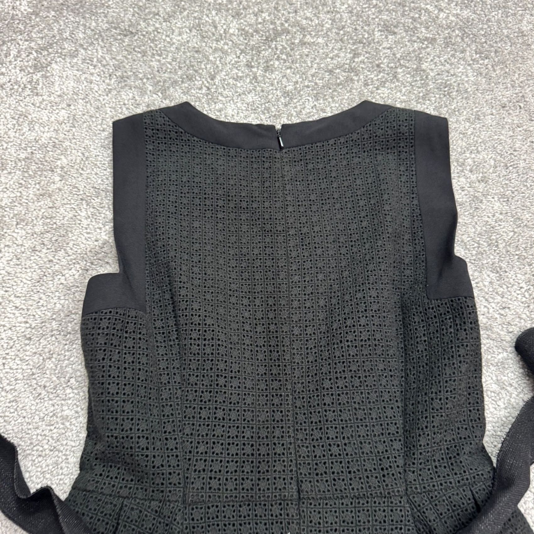 Nine West Nine West Belted Peplum A-Line Fit & Flare Dress Womens 6 Black Eyelet Textured Sleeveless Knitted? Wait Size M / US 6-8 / IT 42-44 - 3 Thumbnail
