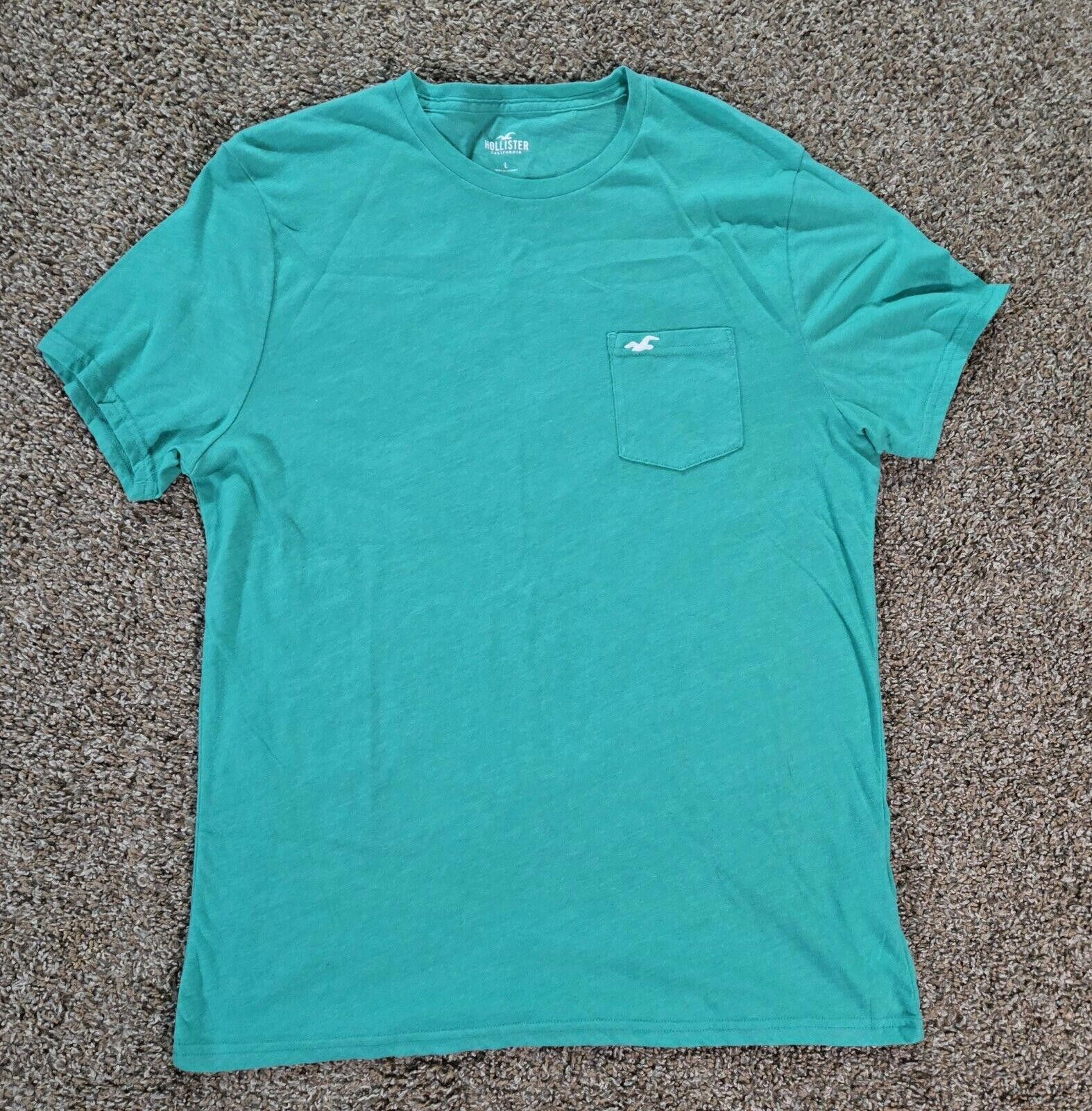 Designer Teal Crew Neck Holister Pocket T-Shirt Size Large Size US L / EU 52-54 / 3 - 1 Thumbnail