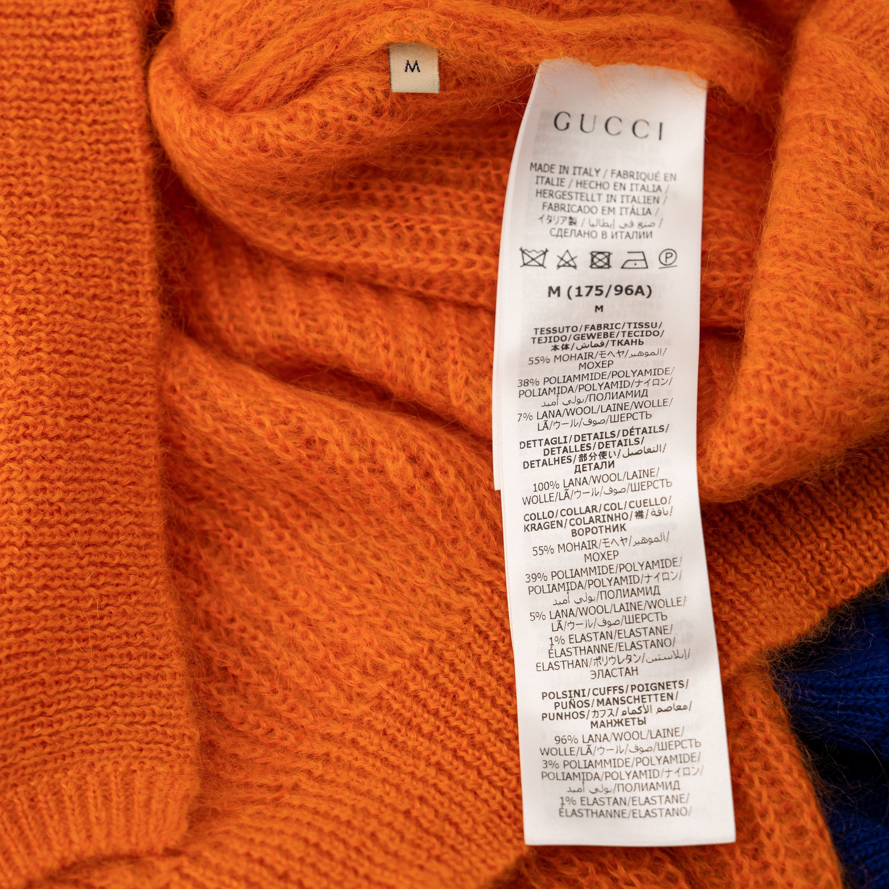 Gucci M Gucci Orange Year of the Rabbit Mohair Sweater Orange Blue Size US M / EU 48-50 / 2 - 11 Thumbnail