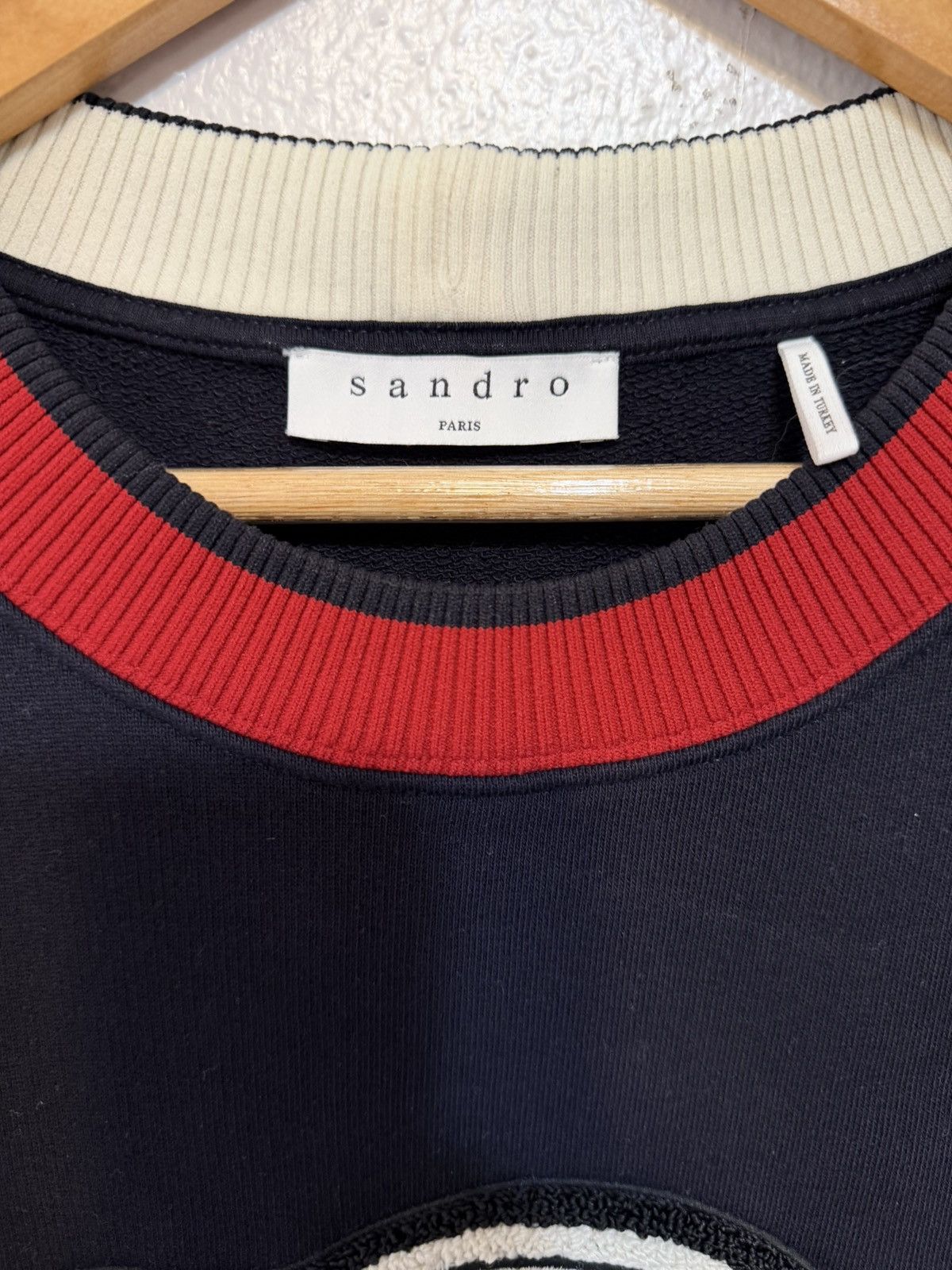 Sandro Sandro Men's Sweater M Navy Crew Long Sleeve Trim Panther Size US M / EU 48-50 / 2 - 3 Thumbnail
