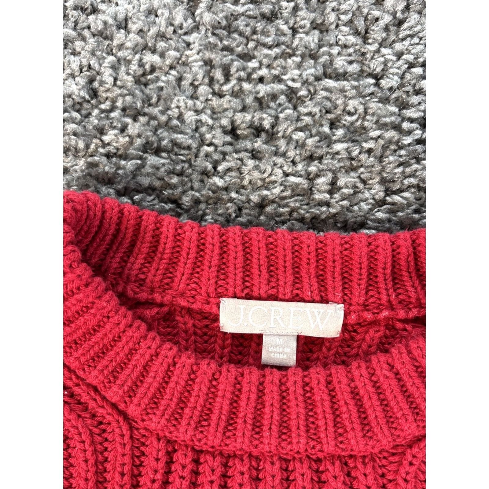 J.Crew J.Crew Sweater Womens M Red Cable Knit Pullover Fisherman Crewneck Winter Casual Mens? Size M / US 6-8 / IT 42-44 - 4 Thumbnail