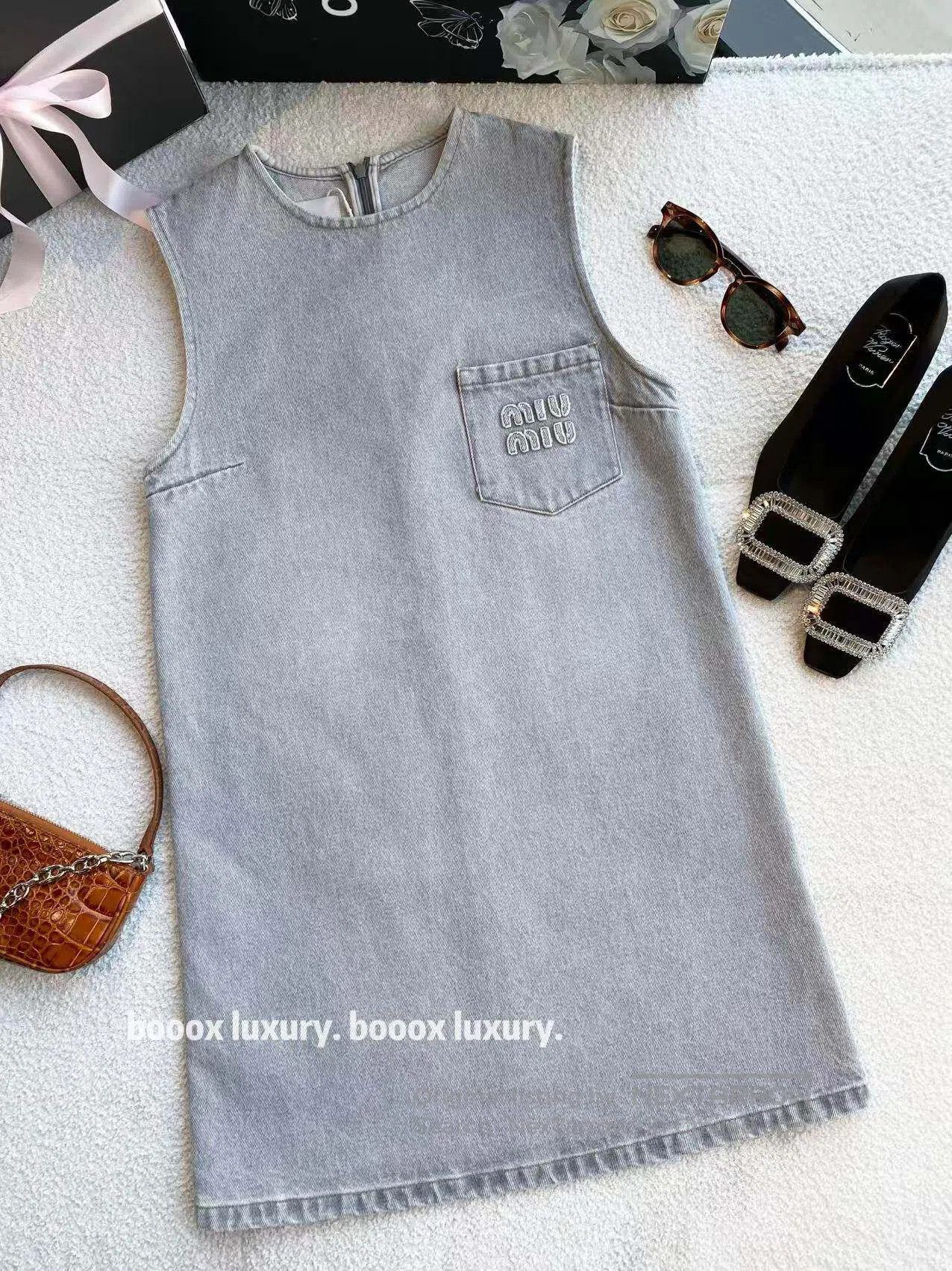 Miu Miu Miu Miu Logo denim dress| Size XS / US 0-2 / IT 36-38 - 1 Thumbnail