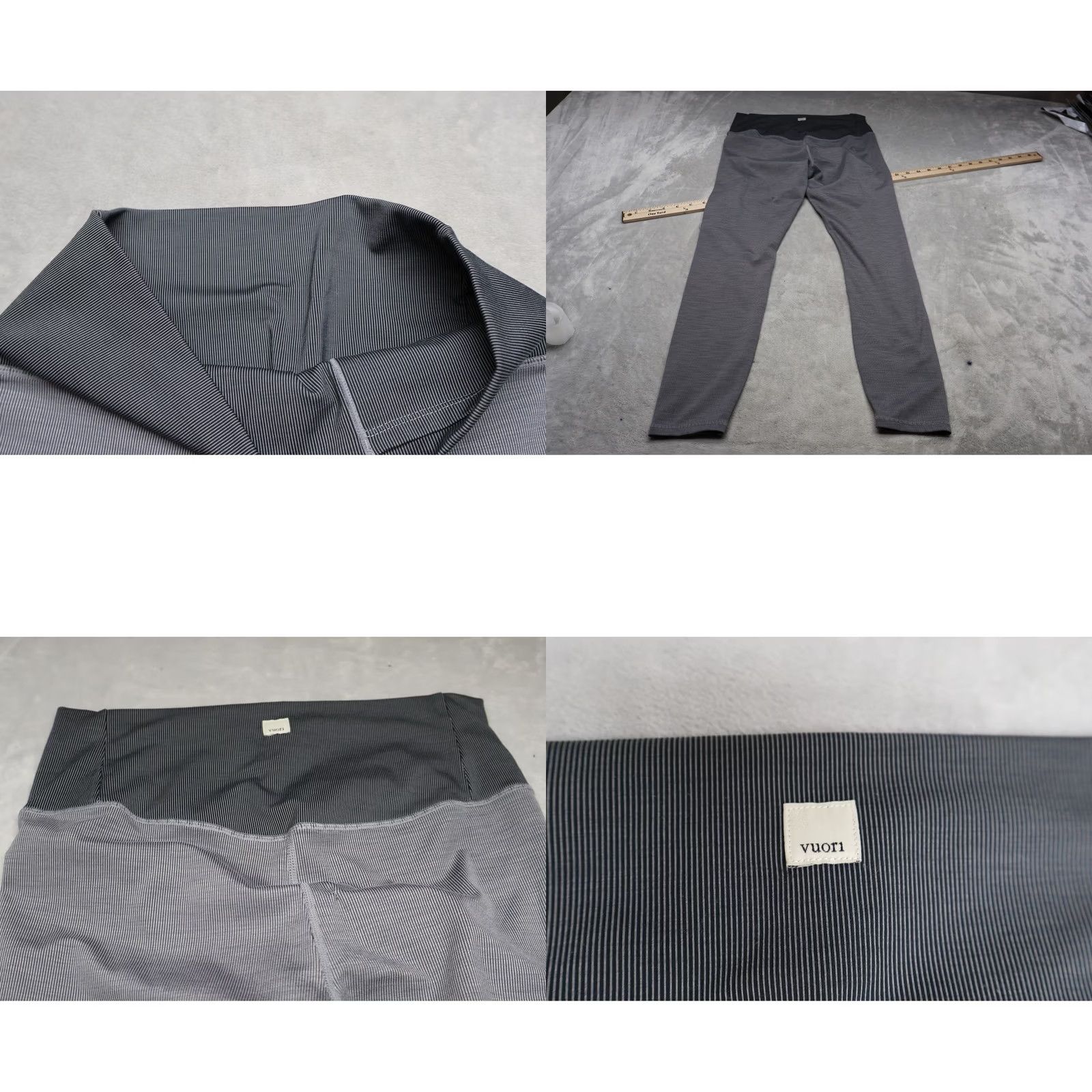 Vuori Vuori Leggings Womens XS Gray Stripe Ankle Wide Waist Stretch Comfort Athleisure Yoga Gym Running Pilates Walking Size 26" / US 2 / IT 38 - 8 Thumbnail