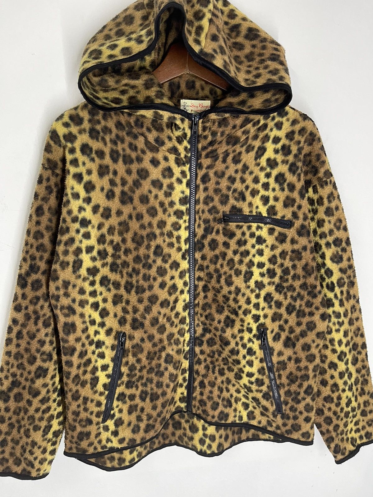 RARE DRY BONES LEOPARD ALLOVER FLEECE HOODIE