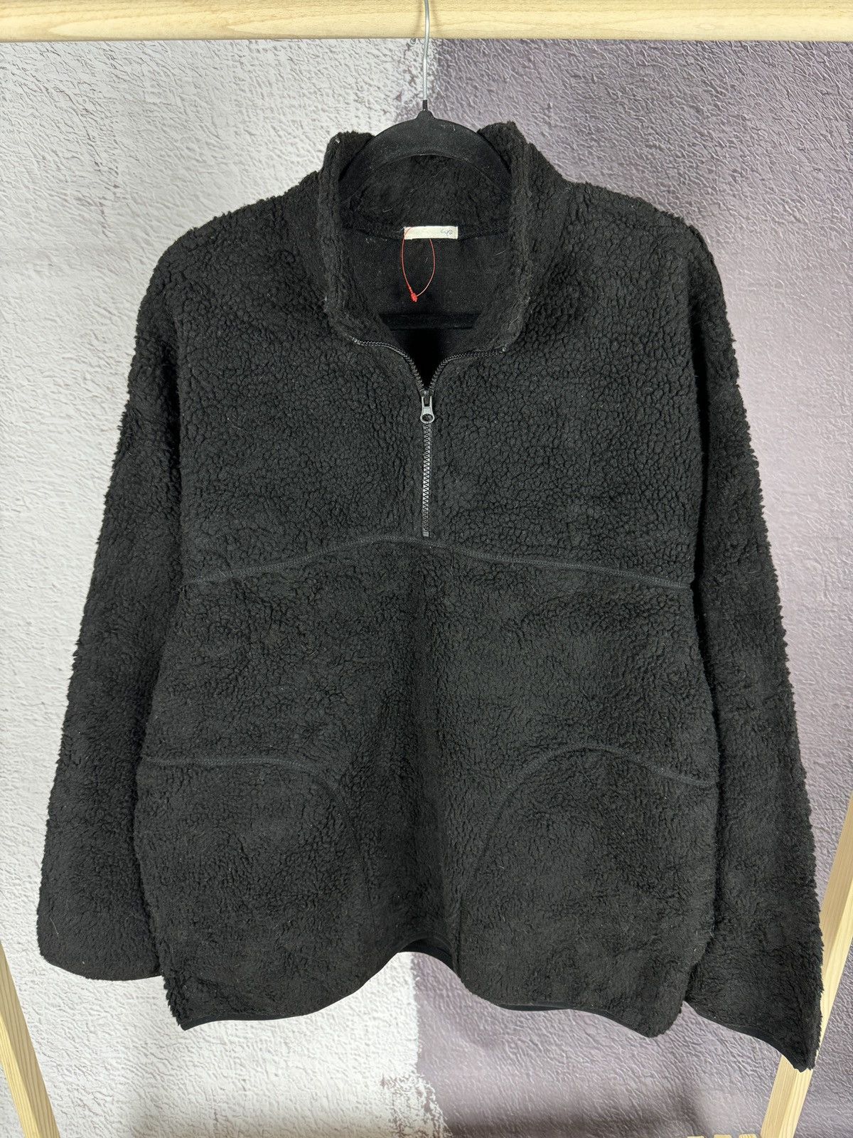 GU GU Japan Black teddy fleece half zip sweater Size US XL / EU 56 / 4 - 2 Thumbnail