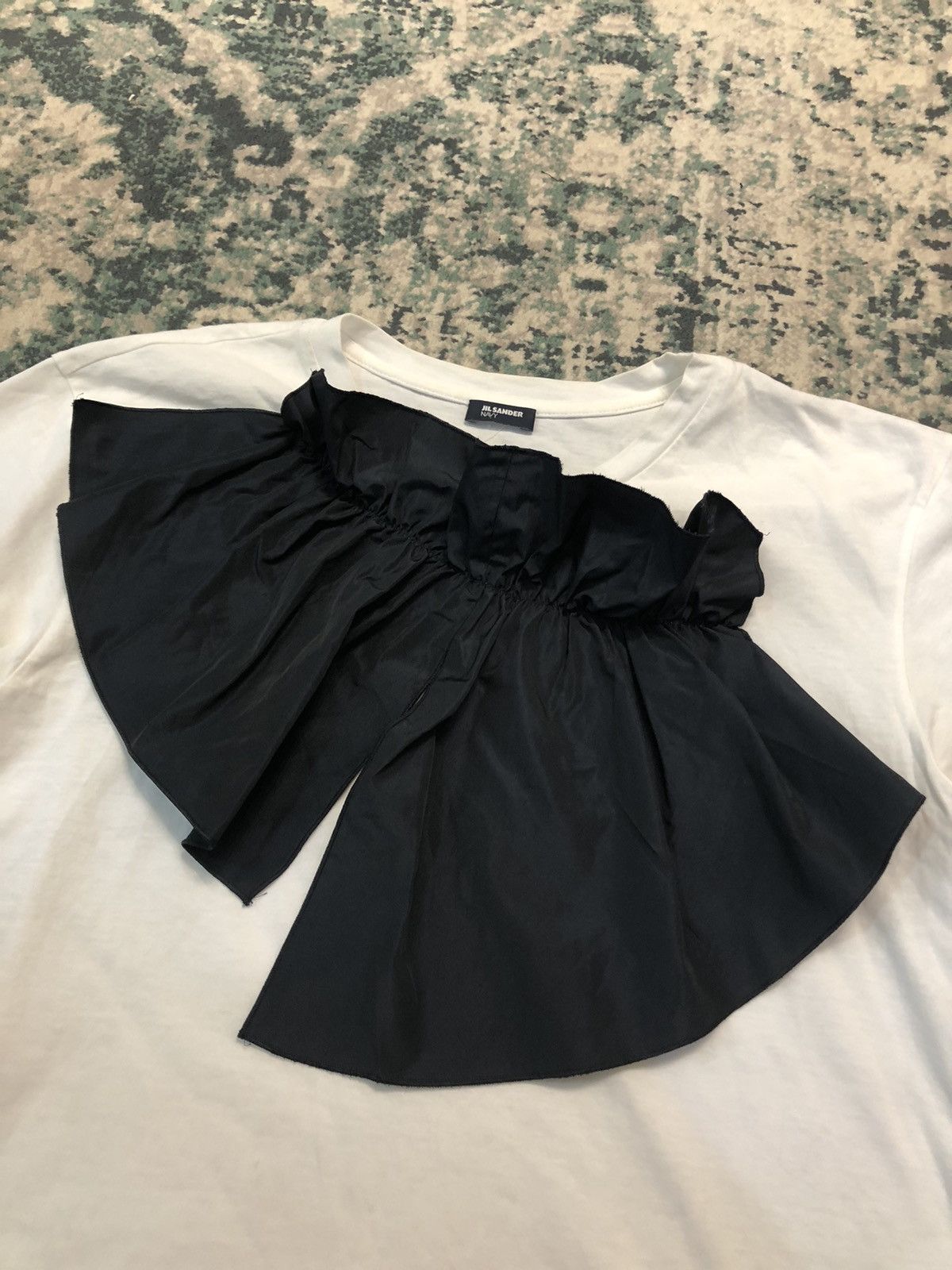 Jil Sander Jil Sander Navy Nylon Ribbon/Ruffle Shirt Size US XS / EU 42 / 0 - 7 Thumbnail