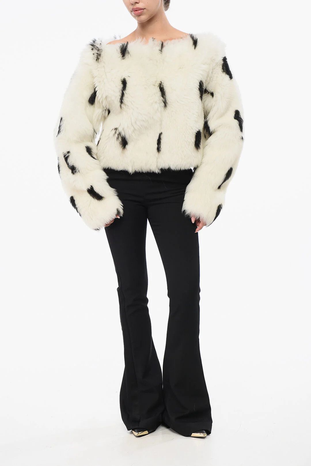 Balmain og1mm0326 Eco-Fur Off-Shoulder Top in White Size XS / US 0-2 / IT 36-38 - 4 Thumbnail