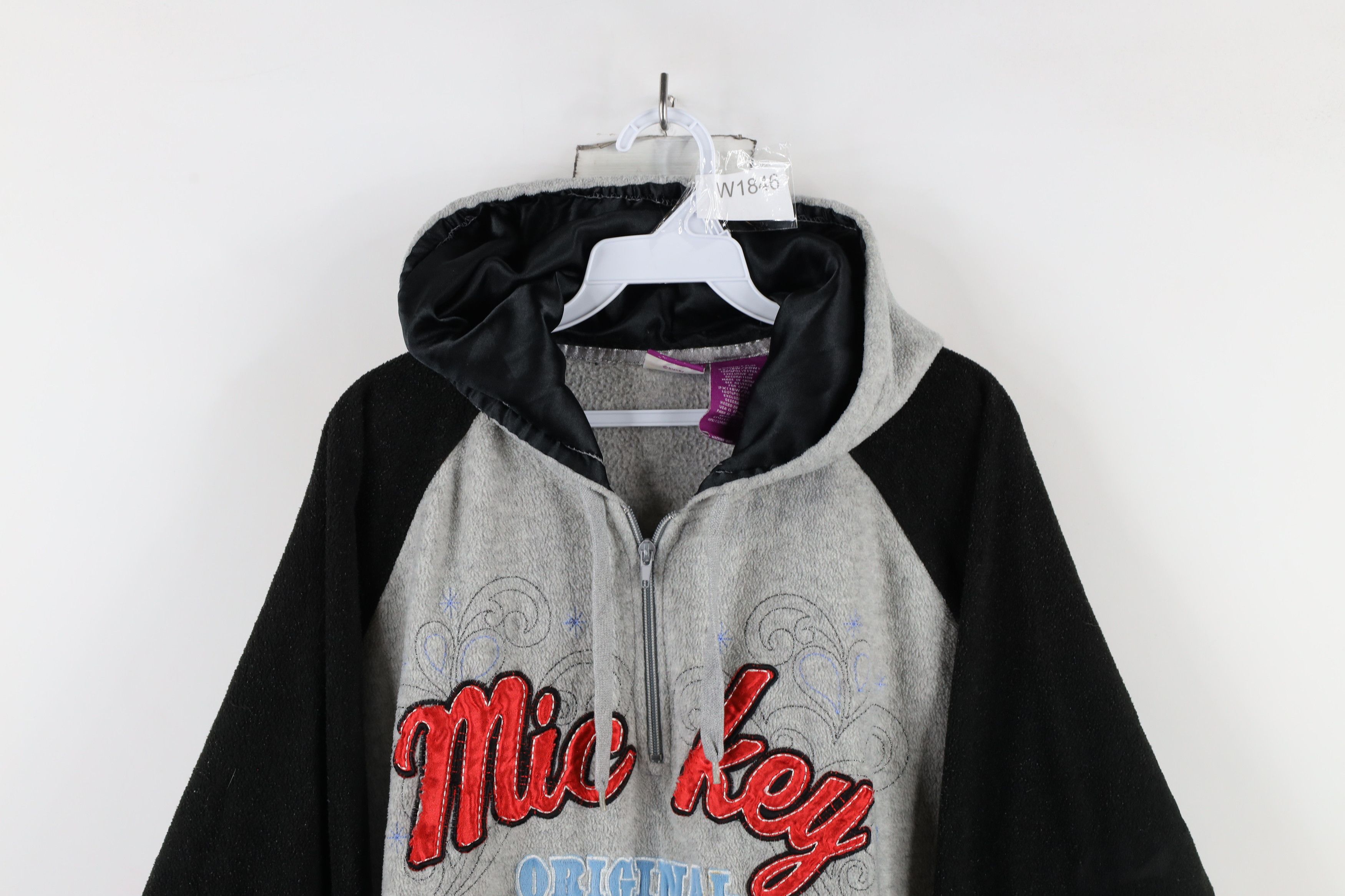 Disney × Vintage Vintage 90s Disney Mickey Mouse Half Zip Fleece Hoodie Gray Size XXL / US 16-18 / IT 52-54 - 2 Thumbnail