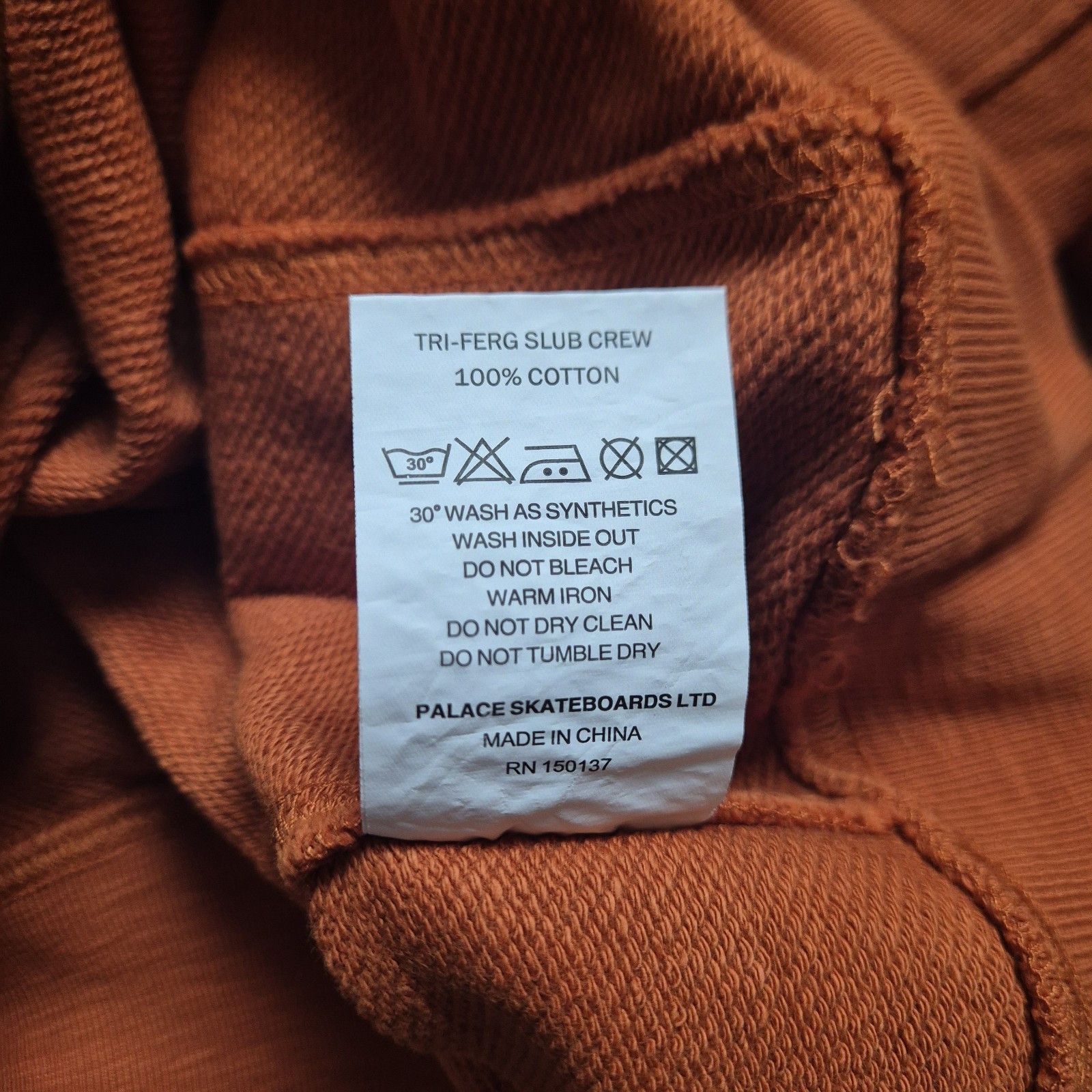 Palace Palace Tri-Ferg Slub Crew Small Rust Brand New FW22 Size US S / EU 44-46 / 1 - 6 Thumbnail