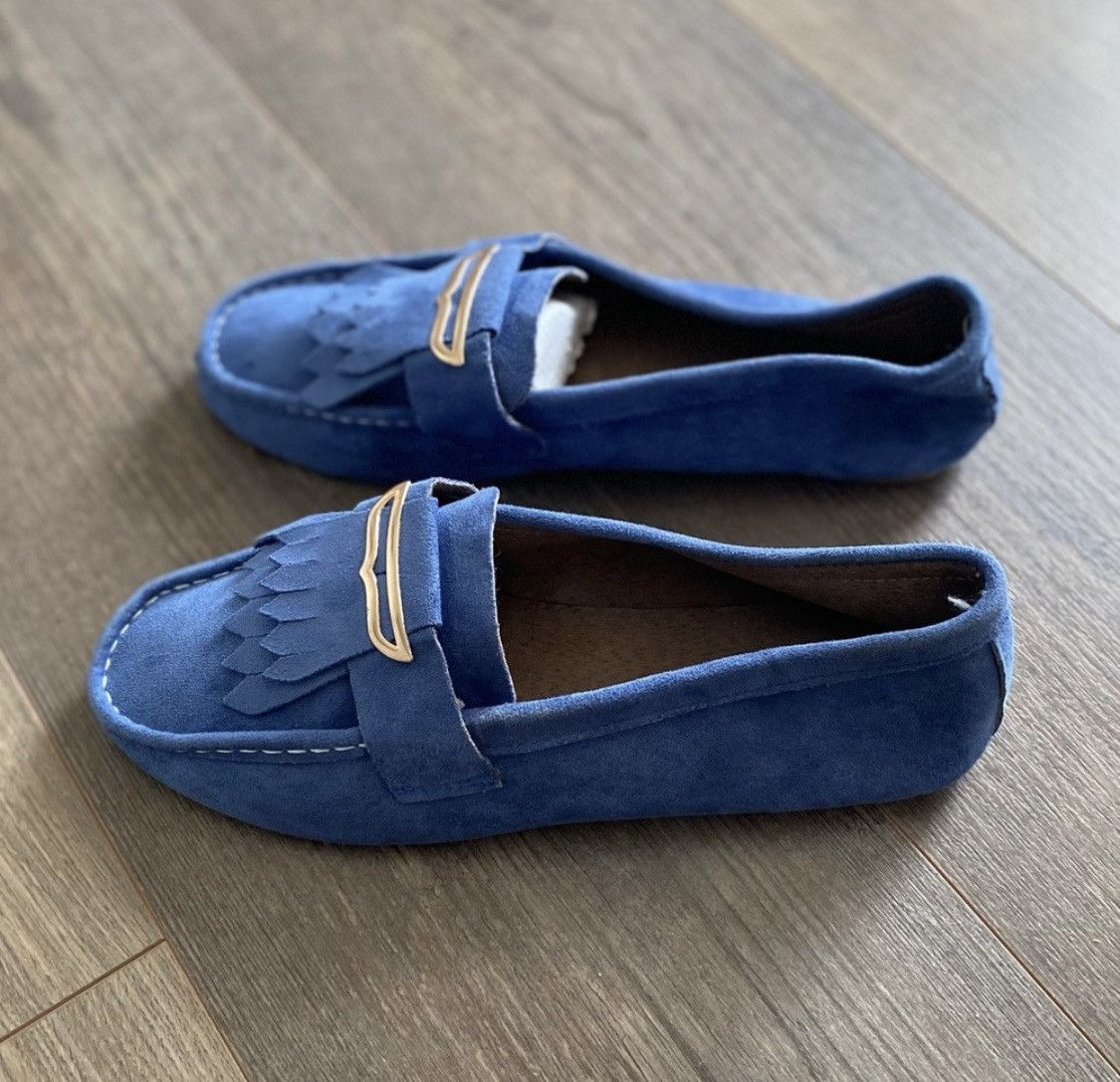 Other BLUE SUEDE LOAFERS FLATS SLIPON SHOES Size US 11 / IT 41 - 5 Thumbnail