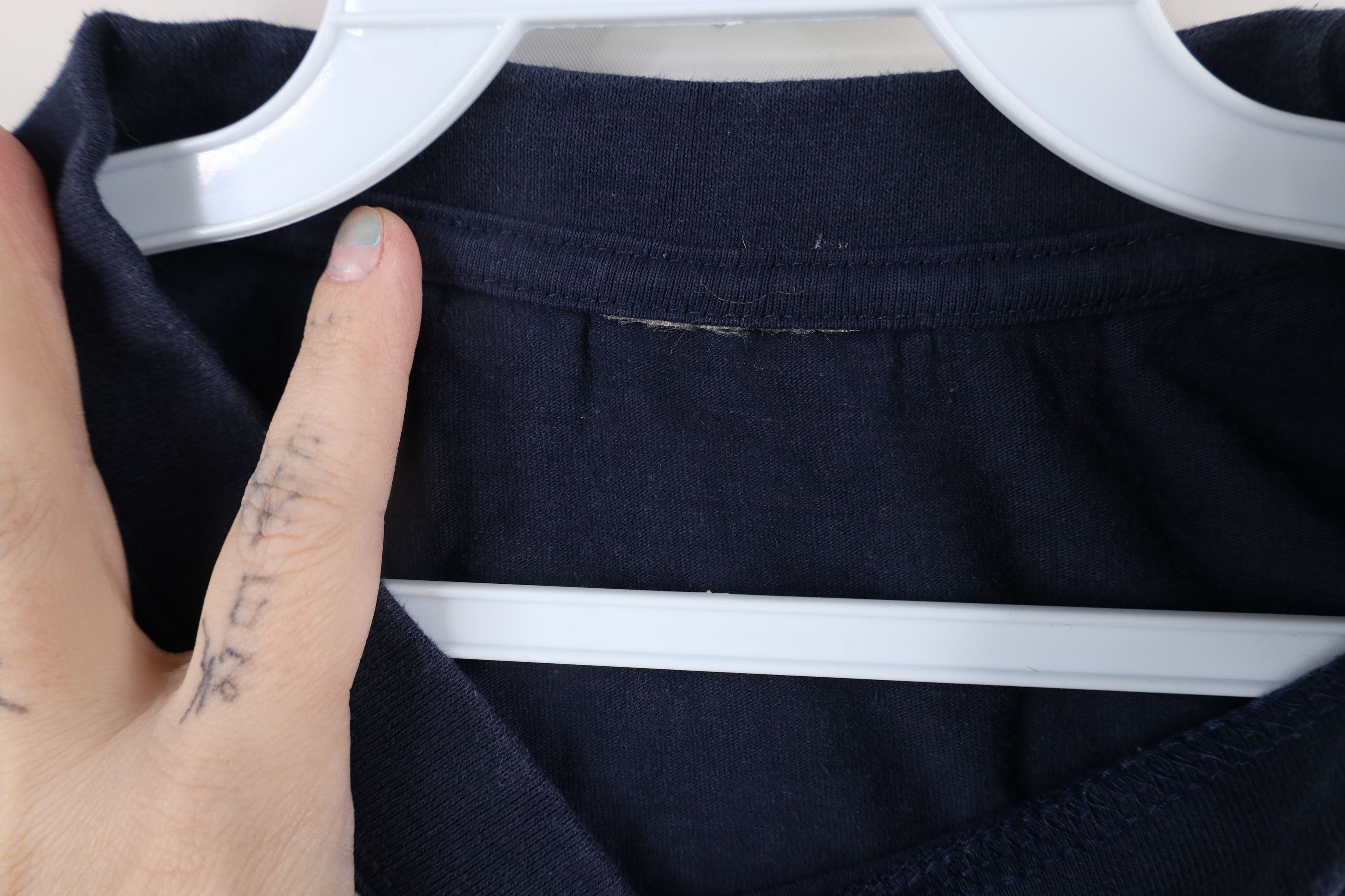 Vintage Vintage 90s Streetwear Heavyweight Cotton T-Shirt Navy Blue Size US XL / EU 56 / 4 - 4 Thumbnail