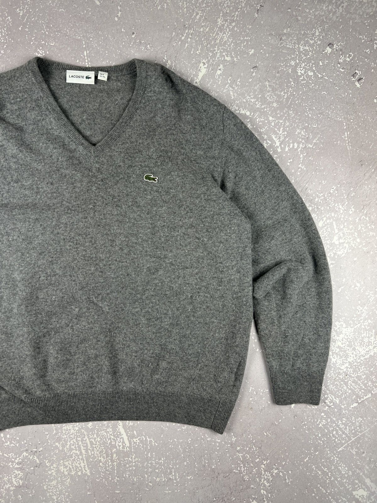 Lacoste Lacoste Wool V-Neck Sweater Pullover Mens L-XL Gray Size US L / EU 52-54 / 3 - 2 Thumbnail