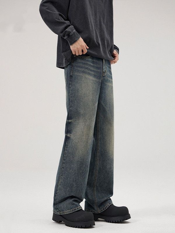 Japanese Brand Cleanfit Men's Vintage Washed Jeans Loose Straight Size US 32 / EU 48 - 2 Thumbnail