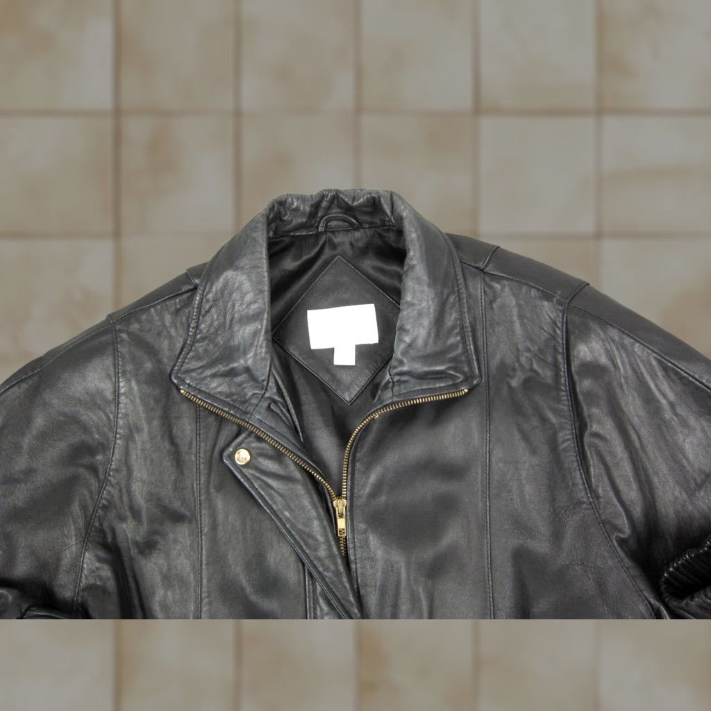 Worthington VINTAGE Worthington Jacket Womens L Black Leather Full Zip 80s 90s Biker Western Casual Workwear Mens? Womens Size L / US 10 / IT 46 - 1 Thumbnail