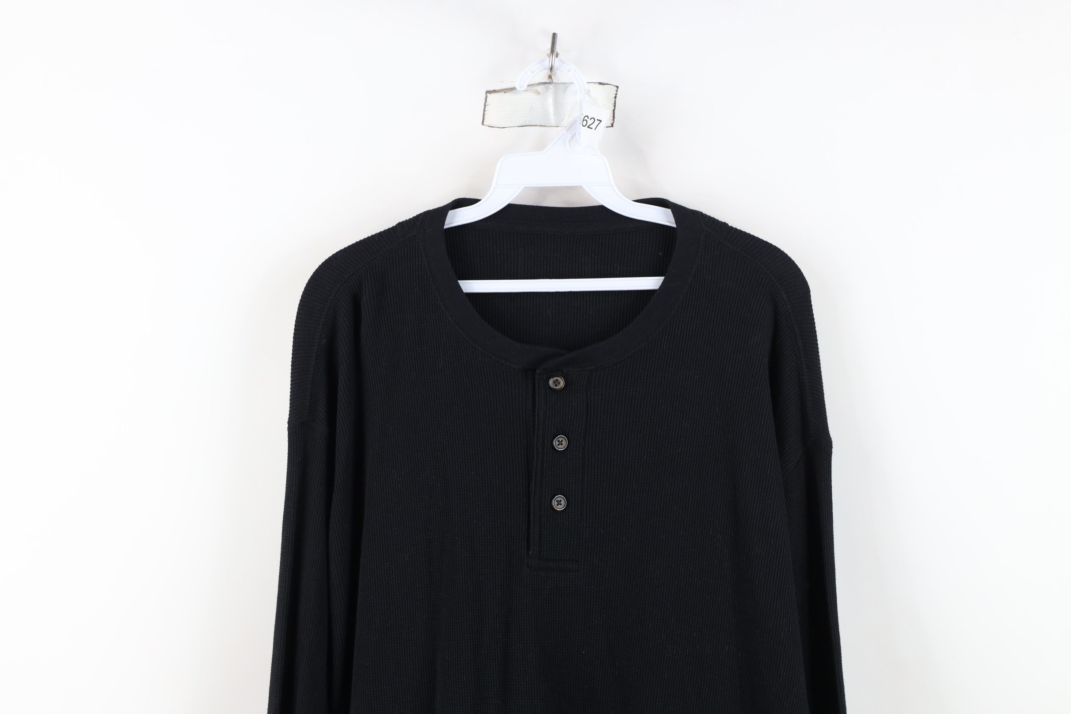 Vintage Vintage Streetwear Thermal Waffle Knit Henley T-Shirt Black Size US XXL / EU 58 / 5 - 2 Thumbnail