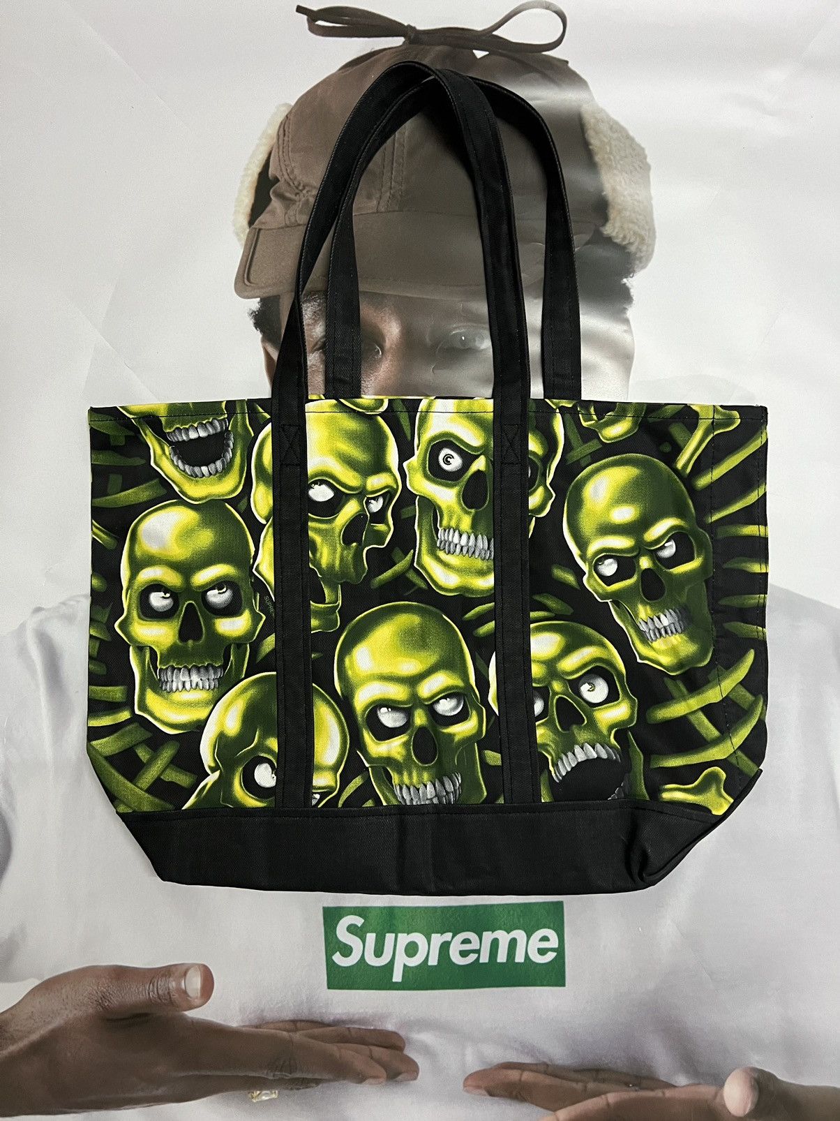 Supreme Supreme 18SS Skull Pile Denim Tote Black Grailed