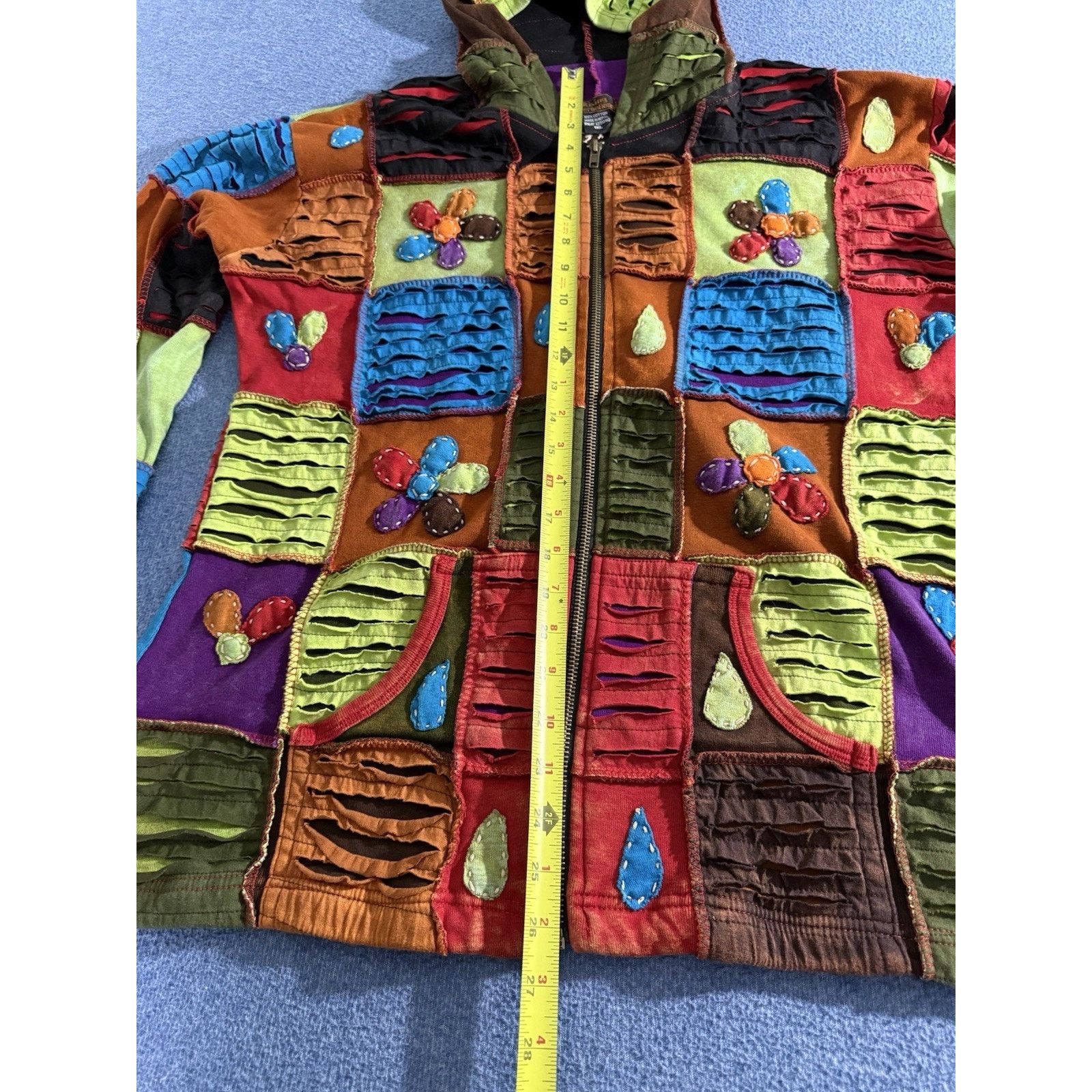 Other UK Rising International Flower Patchwork Hooded Zip Up 3D Knit Size XXL / US 16-18 / IT 52-54 - 5 Thumbnail