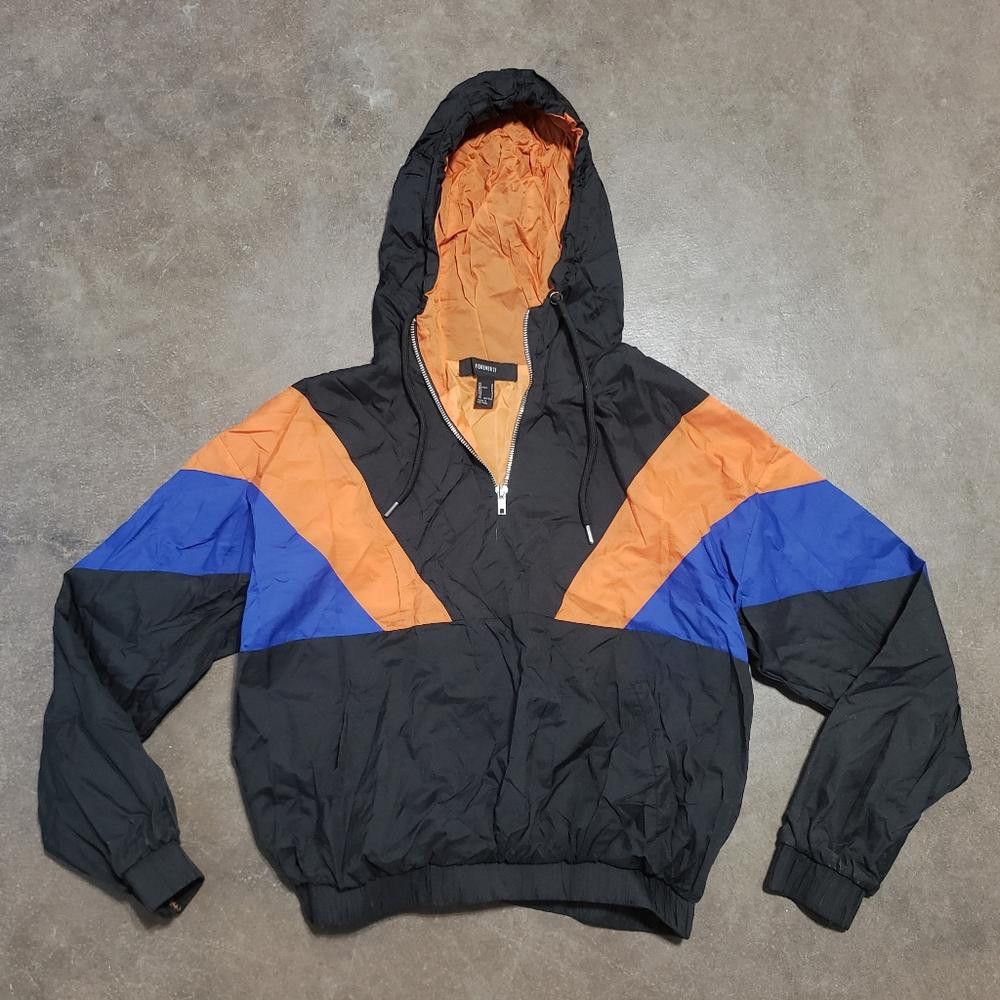 Forever 21 Multicolored Colorblock F21 Windbreaker Hoodie Size S / US 4 / IT 40 - 1 Thumbnail