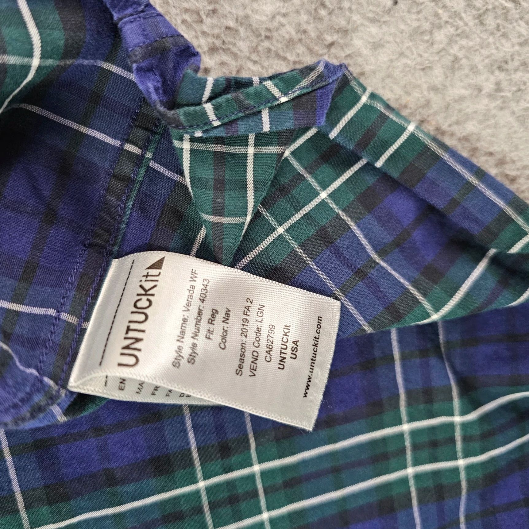 UNTUCKit UNTUCKit Shirt Mens M Blue Green Cotton Twill Button-Up Long Sleeve Casual Size US M / EU 48-50 / 2 - 5 Thumbnail