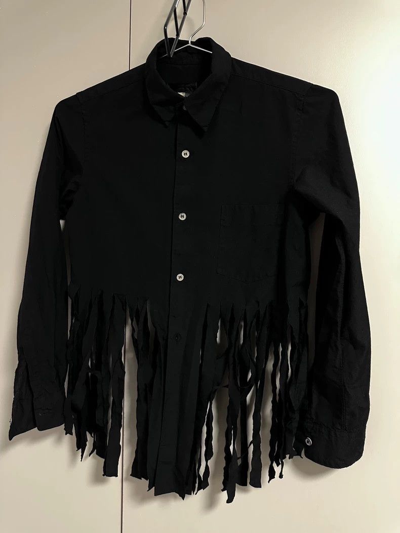 CDG Fringe Black Button-Up Top XS Size-2506