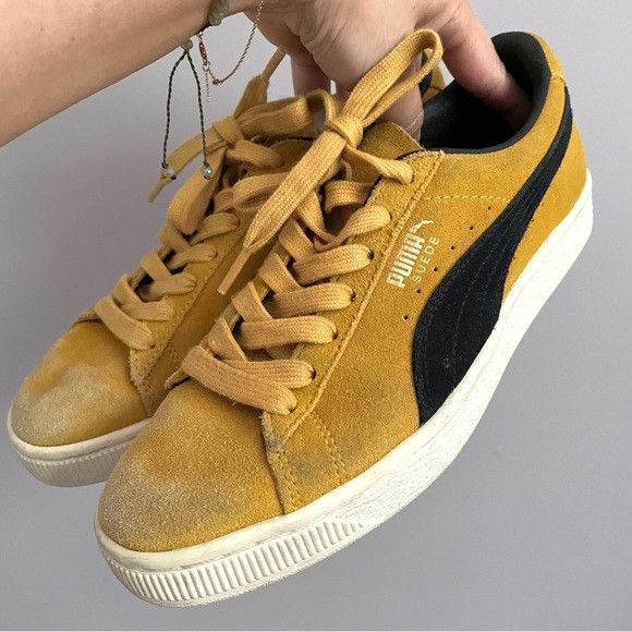 Puma Puma Yellow Black Suede Classic Sneakers - 5.5-6US Size US 6 / IT 36 - 4 Thumbnail
