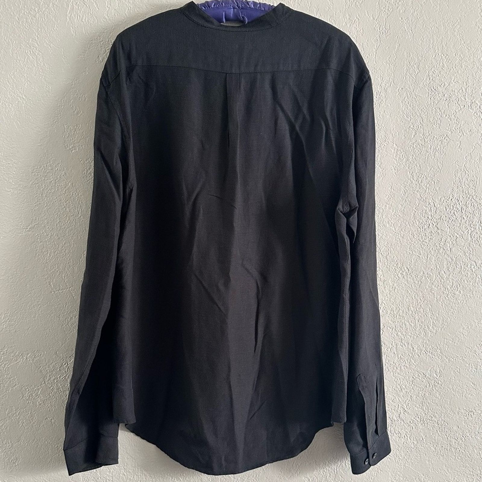 John Varvatos S/21 Twill Linen Blend Shirt Sz XL Midnight Blue Band Collar Size US XL / EU 56 / 4 - 10 Thumbnail