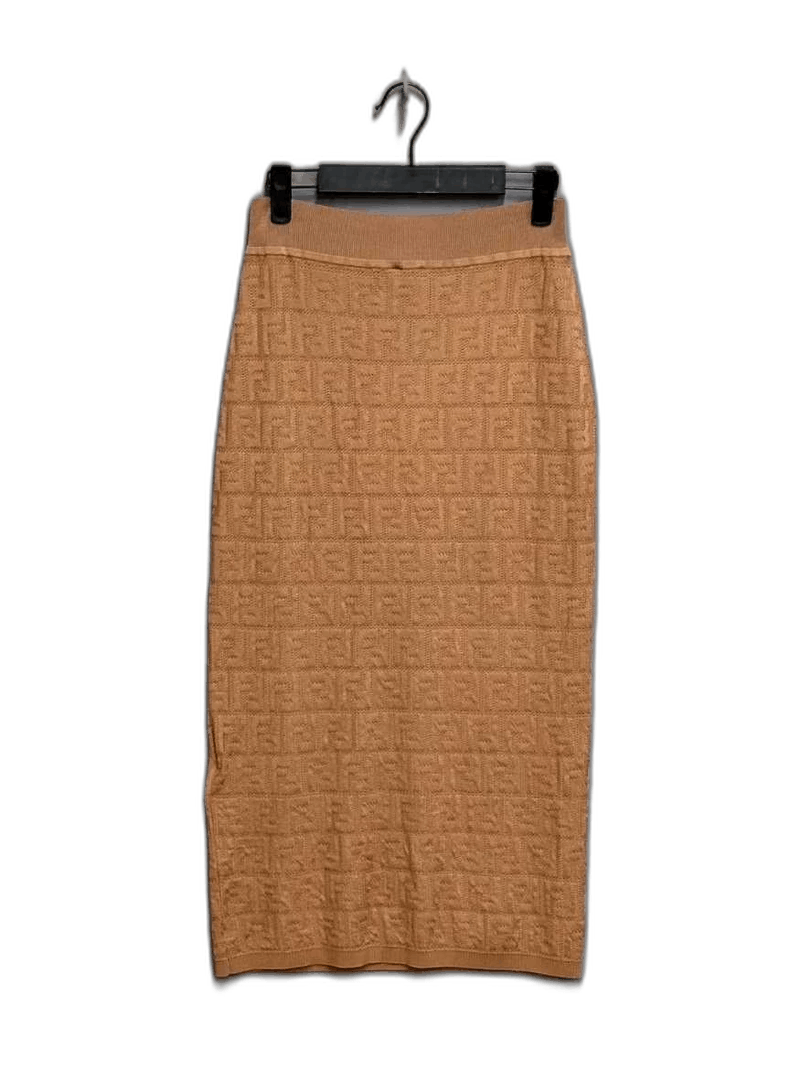 Fendi Printed Midi Skirt in Beige