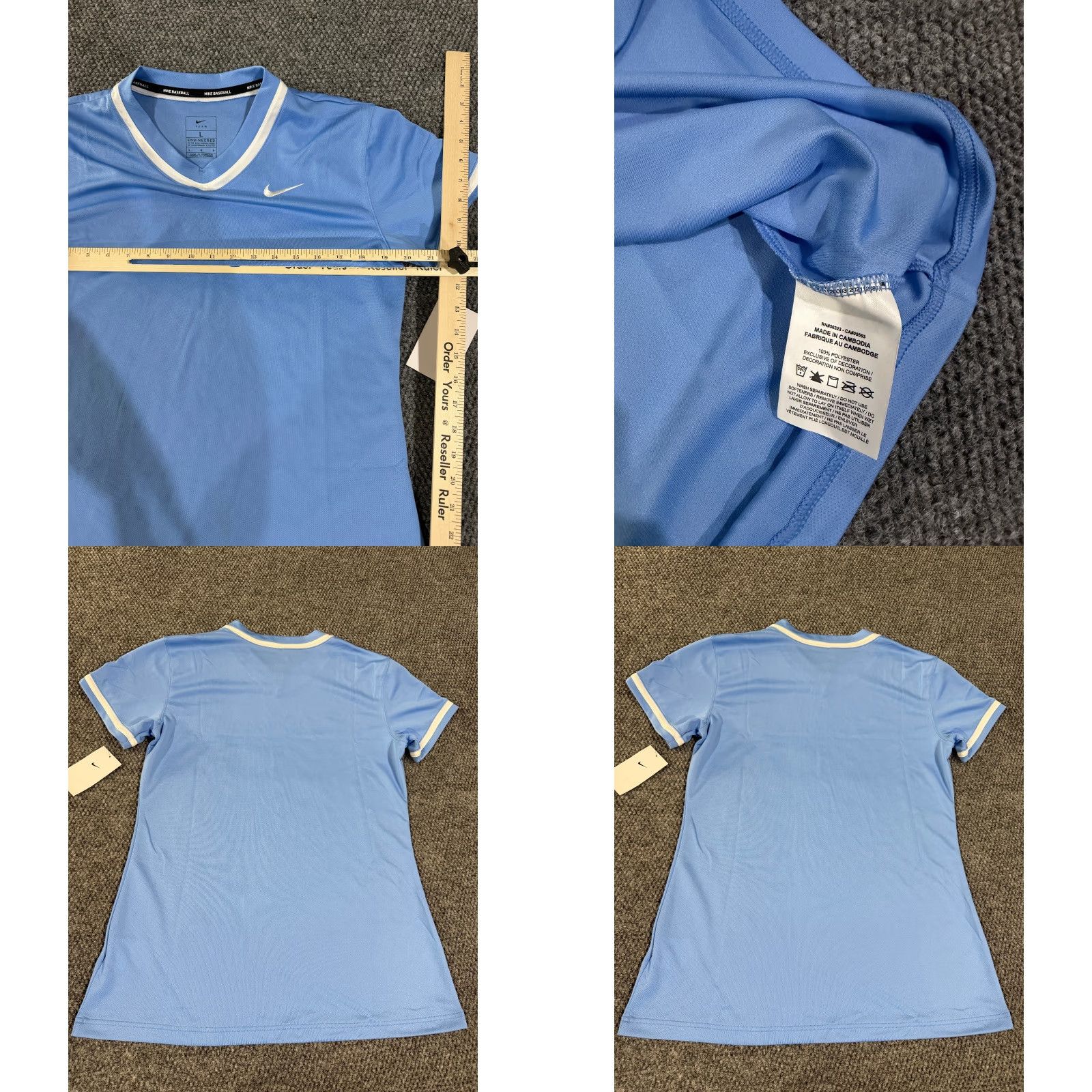 Nike Nike Dri-Fit baseball shirt Womens L blue Short Sleeve athletic logo Nike Shirt Size L / US 10 / IT 46 - 8 Thumbnail