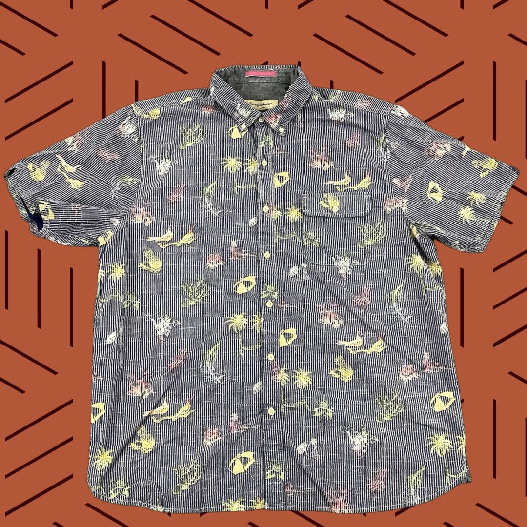 Tommy Bahama TOMMY BAHAMA Shirt Mens XL Blue Hawaiian Tropical Fish Palm Button-Down Shirt Size US XL / EU 56 / 4 - 1 Thumbnail