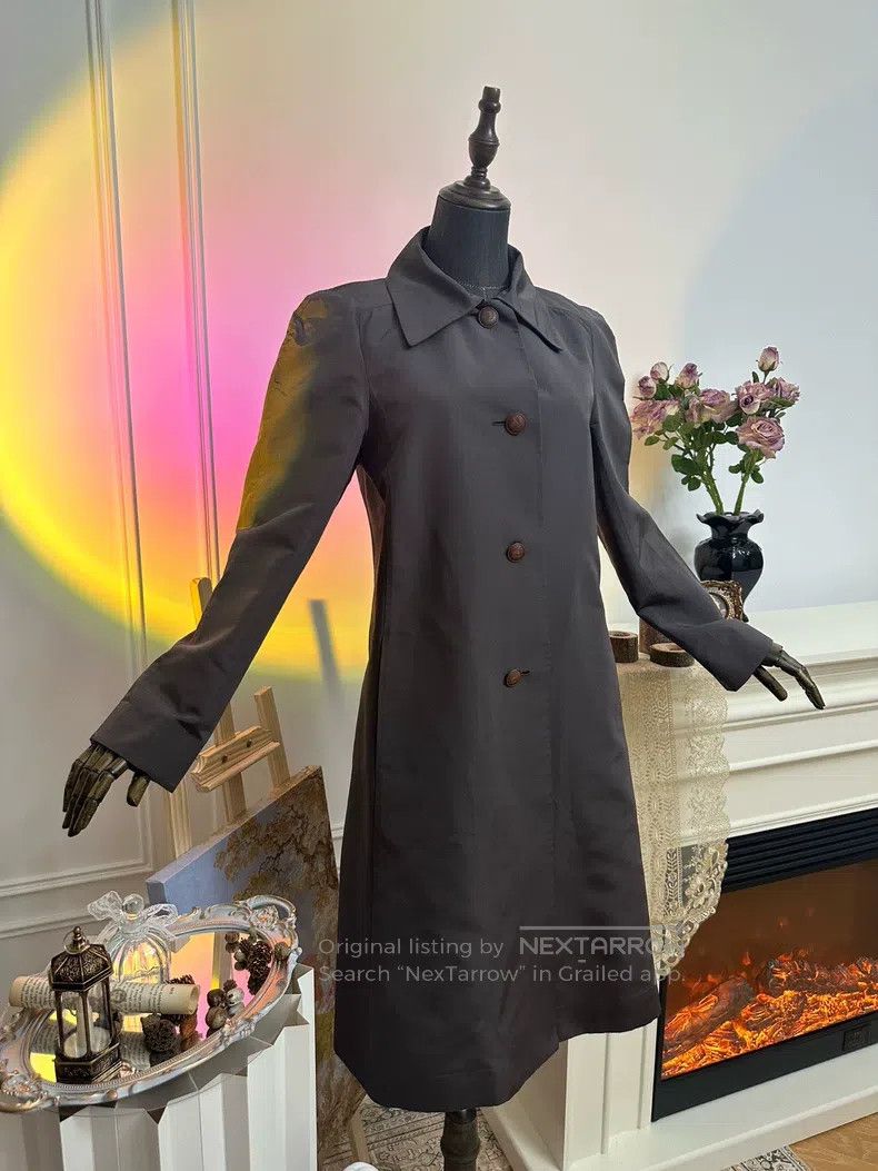 Hermes Hermes Vintage silk buttoned mid-length trench coat - grey Size S / US 4 / IT 40 - 4 Thumbnail