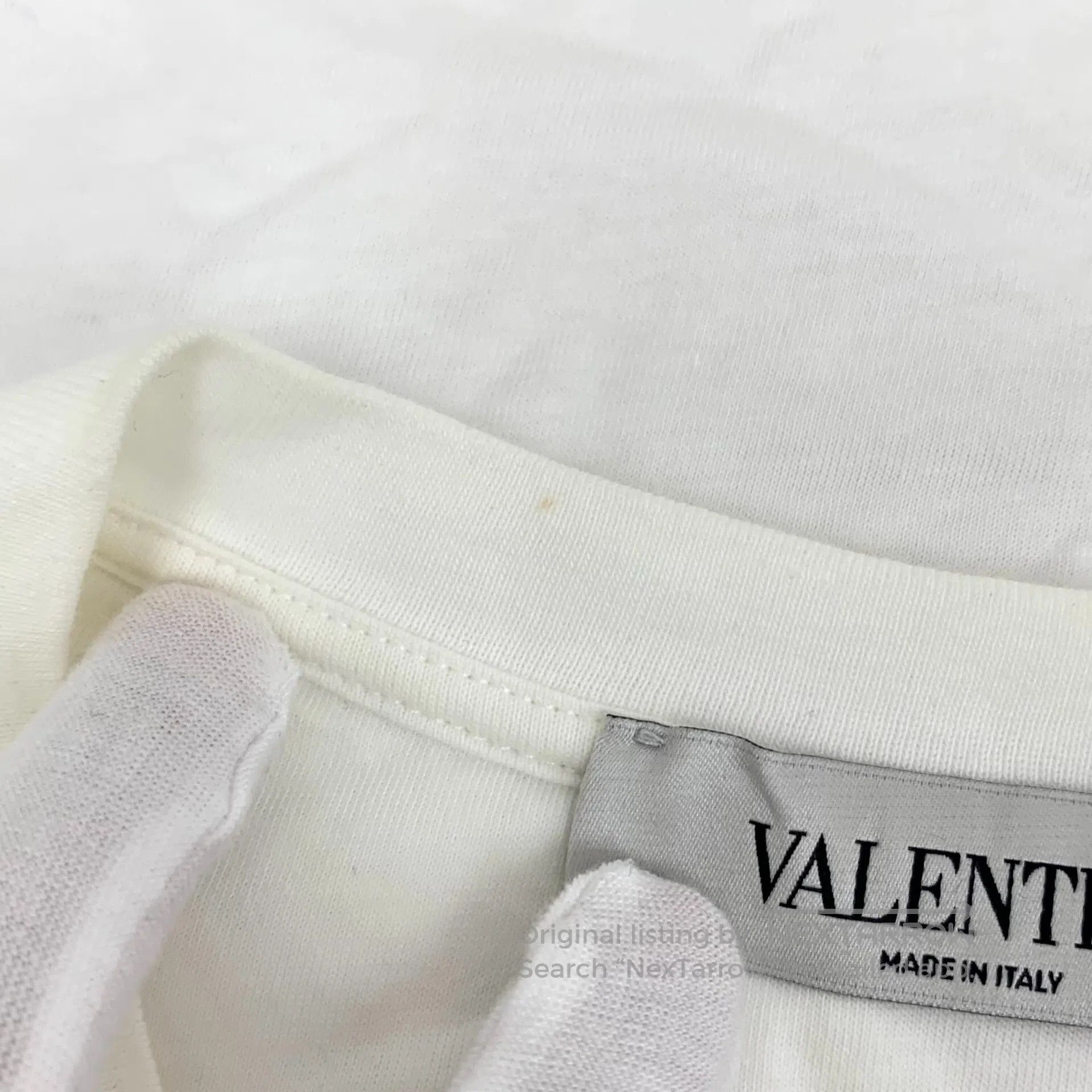Valentino Valentino White Letter Printed Cotton Crew Neck Short Slee Size US XS / EU 42 / 0 - 8 Thumbnail