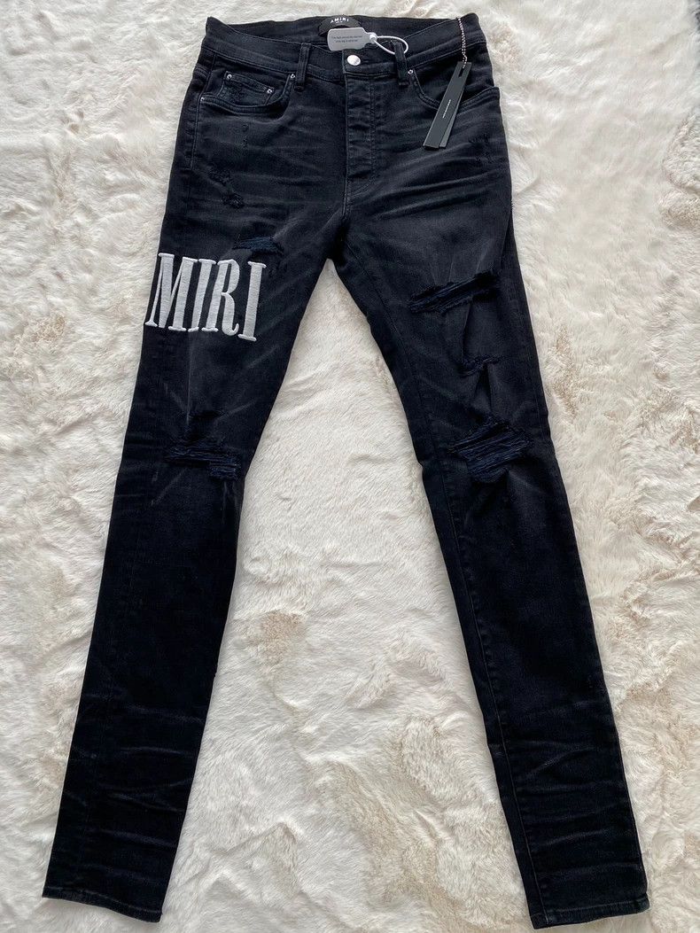 Amiri Amiri Black Logo Destroys Jeans 2501-Nextarrow Size US 32 / EU 48 - 1 Thumbnail