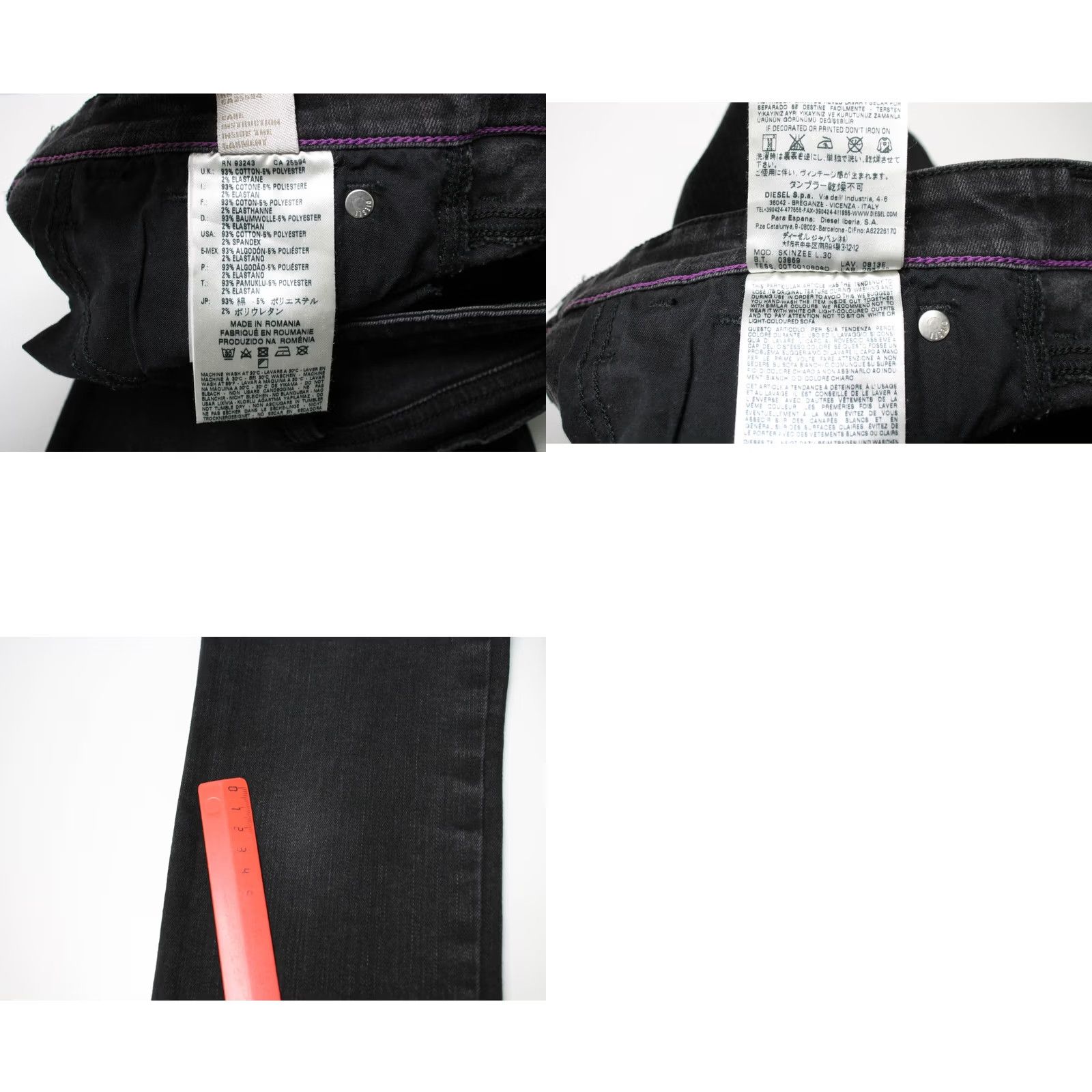 Diesel DIESEL Skinzee Super Slim-Skinny 0813E Stretch Jeans Women's W27/L30 Black Regular Waist Size 27" / US 4 / IT 40 - 8 Thumbnail