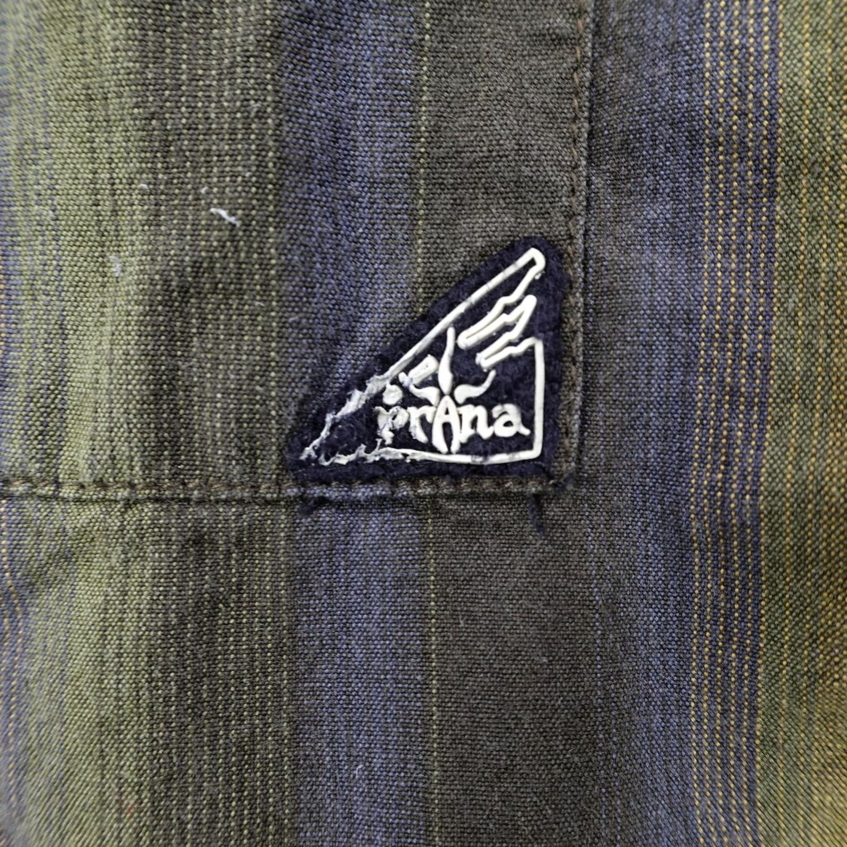 Prana VINTAGE? No -> PrAna Shirt Mens XL Green Yellow Stripes Pearl Snap Hiking Trail Short Sleeve Size US XL / EU 56 / 4 - 3 Thumbnail