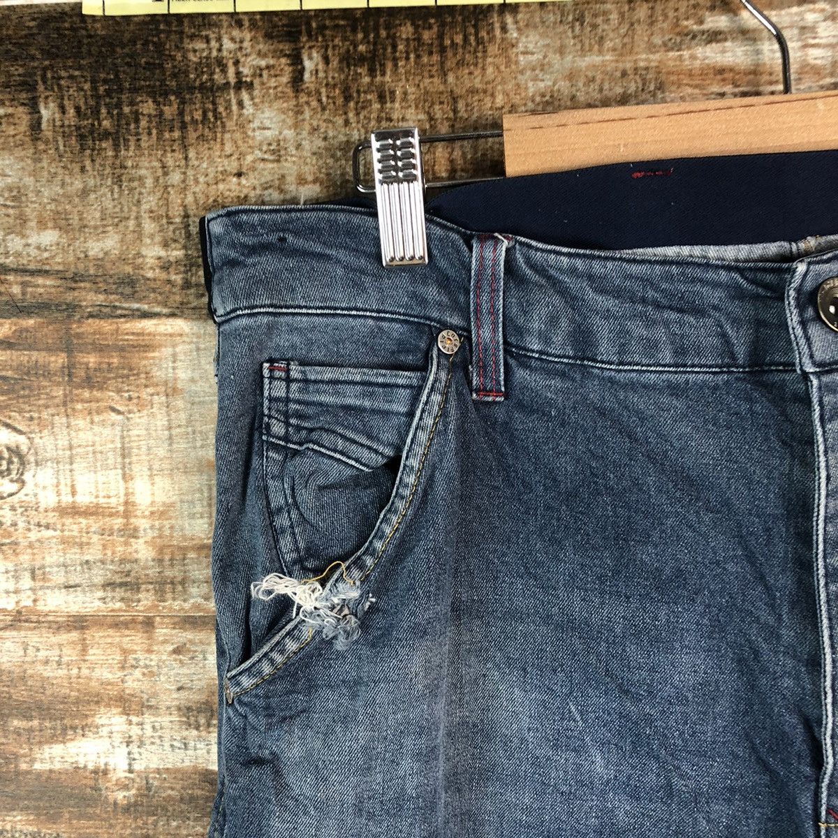 Japanese Brand Field Core Blue Distressed ripped Denim Pants #A2151 Size US 34 / EU 50 - 7 Thumbnail