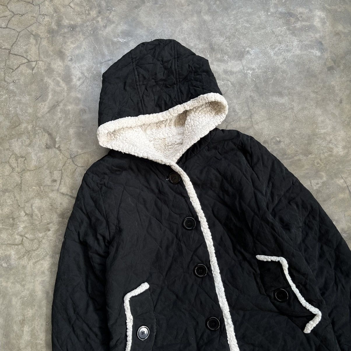 Japanese Brand 2000s Ellie Quilted Sherpa Parka Jacket Size ONE SIZE - 3 Thumbnail