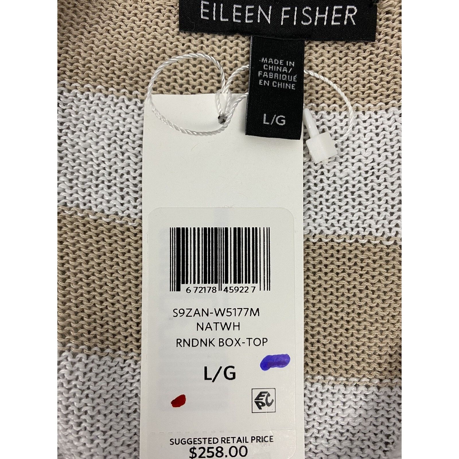 Eileen Fisher EILEEN FISHER round oversized sweater striped Beige A003040 Size L / US 10 / IT 46 - 4 Thumbnail