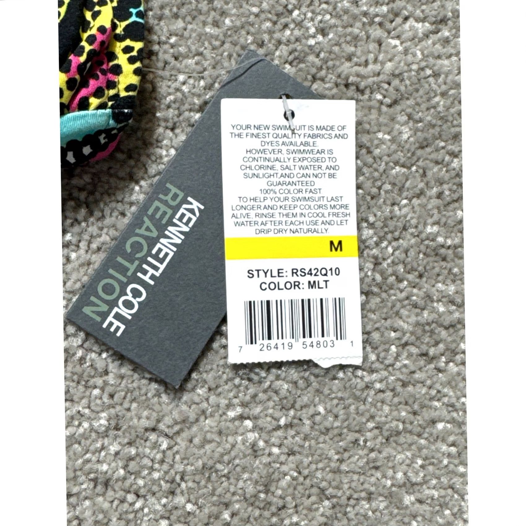 Kenneth Cole Kenneth Cole REACTION One Piece Swimsuit M Festival Boho Chic Indie Sleaze Beach Hallter Removable Pads Geometric Multicolor Women M Size ONE SIZE - 3 Thumbnail