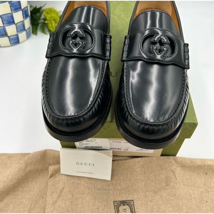 Gucci Gucci interlocking GG Leather loafers size 11 made in Italy Size US 11.5 / EU 44-45 - 4 Thumbnail