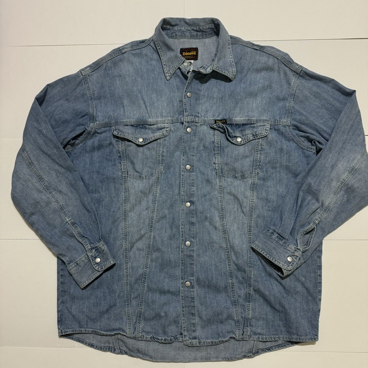 Diesel Diesel Vintage 90’s Denim Shirt Light Blue Jeans Snap Button Size US XL / EU 56 / 4 - 1 Thumbnail