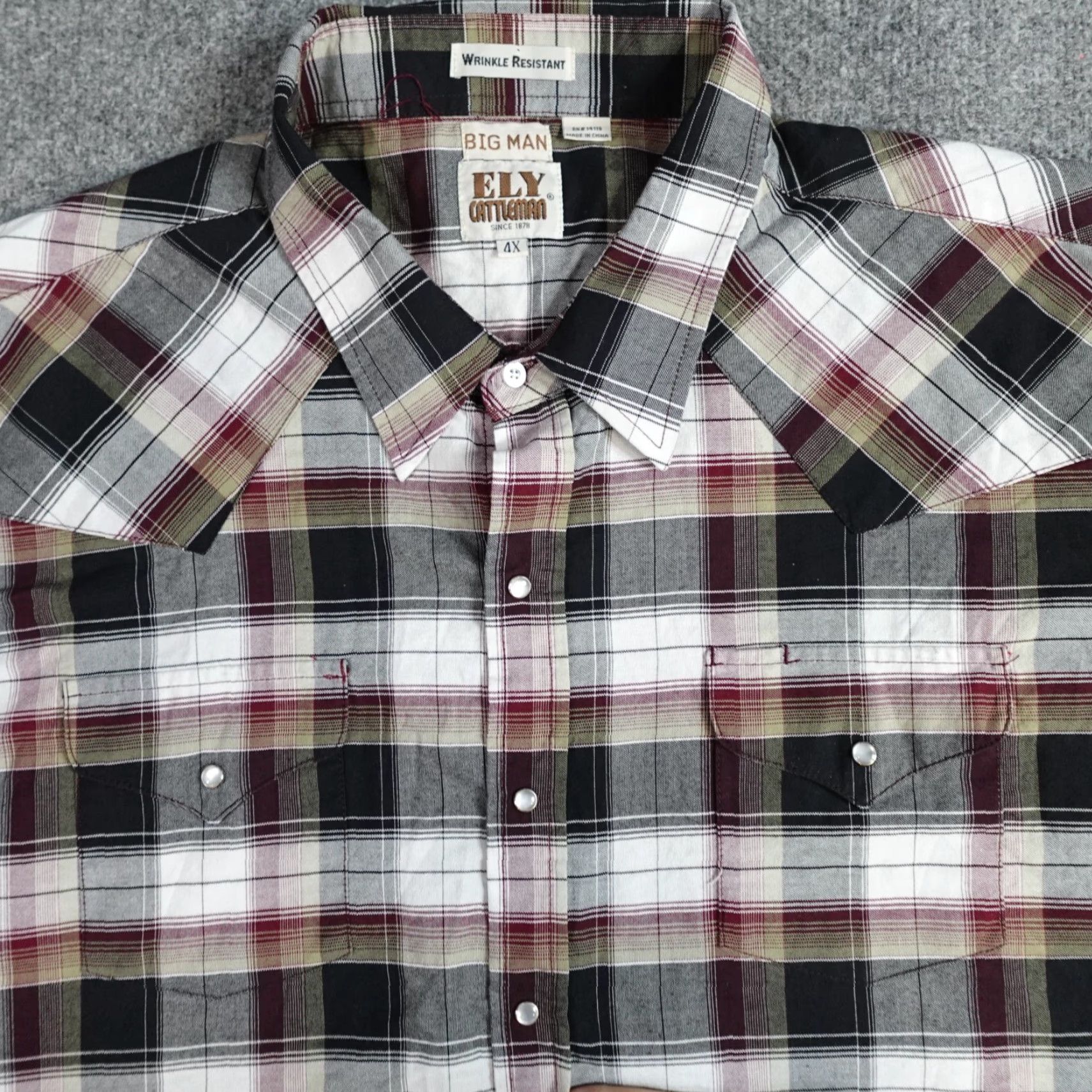 Vintage VINTAGE Ely Cattleman Shirt 4X Beige Plaid Short Sleeve Wrinkle Resistant Men Big & Tall 4X Button-Up Western Casual Shirl? Size US XXL / EU 58 / 5 - 2 Thumbnail