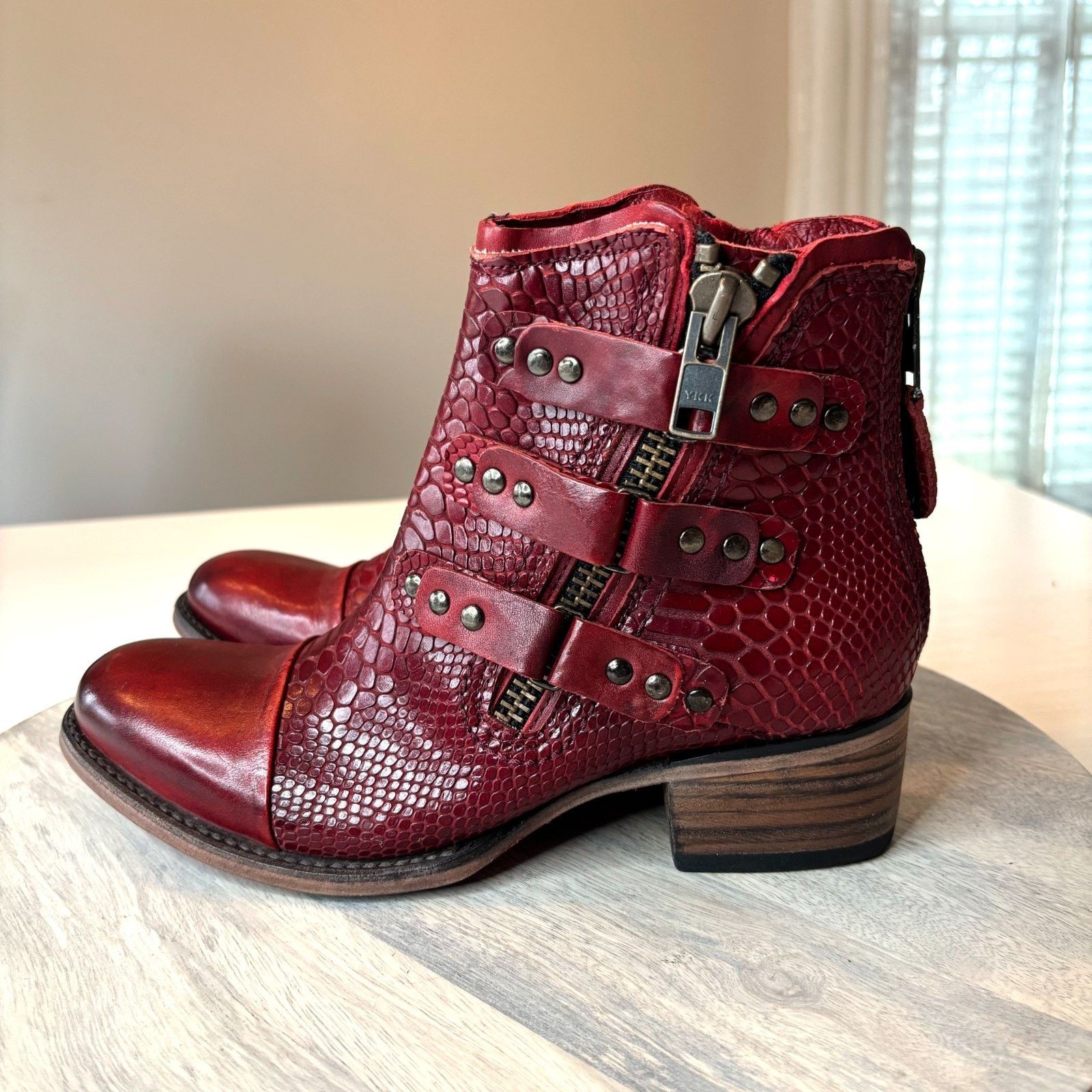 FREEBIRD Freebird Grecko Boots Sz 8 Red Croc Snake Leather Boots Size US 8 / IT 38 - 2 Thumbnail