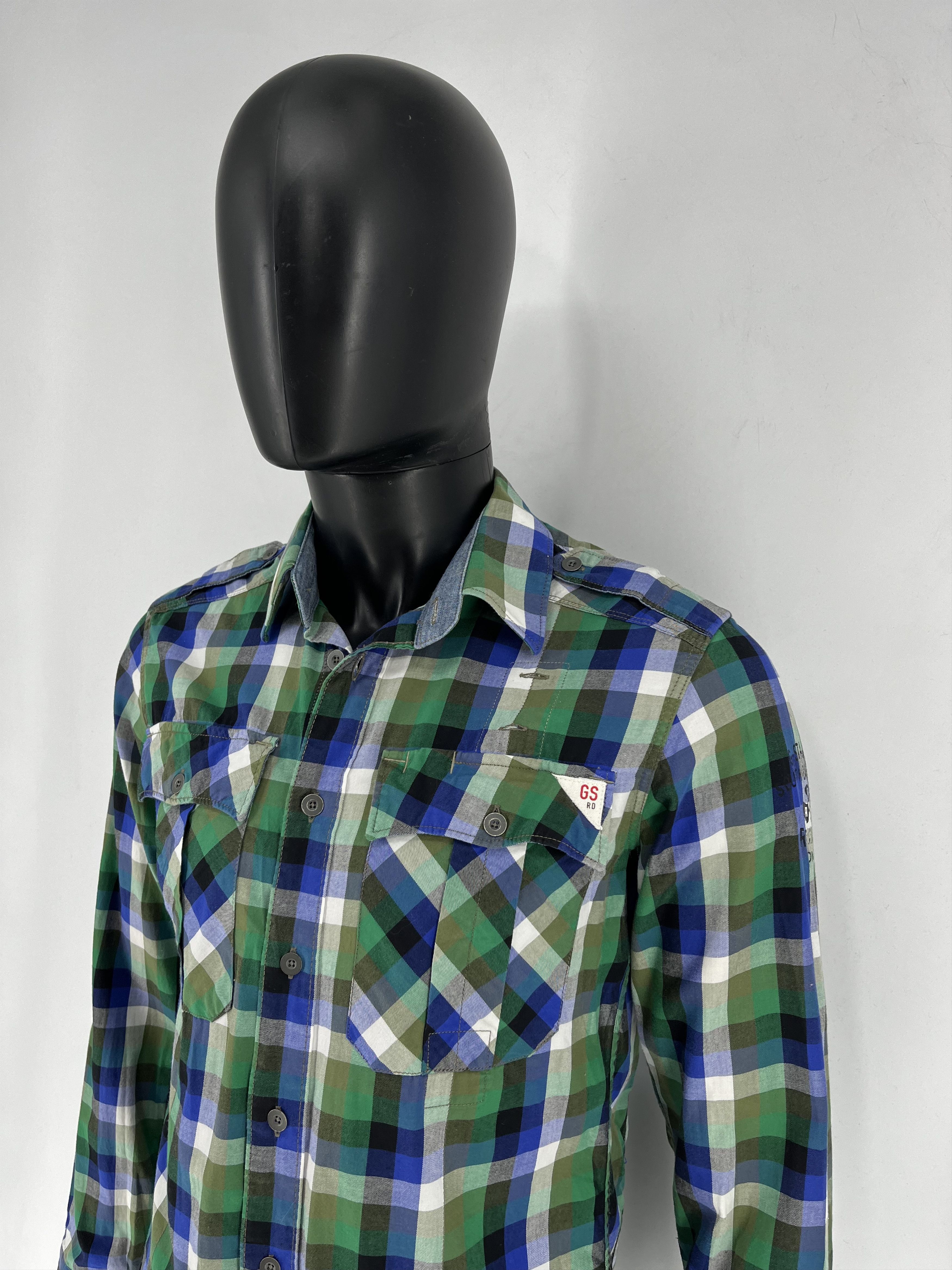 G-Star × Vintage Vintage Y2K G Star Raw Men’s Plaid Shirt With Big Logo Size US M / EU 48-50 / 2 - 8 Thumbnail